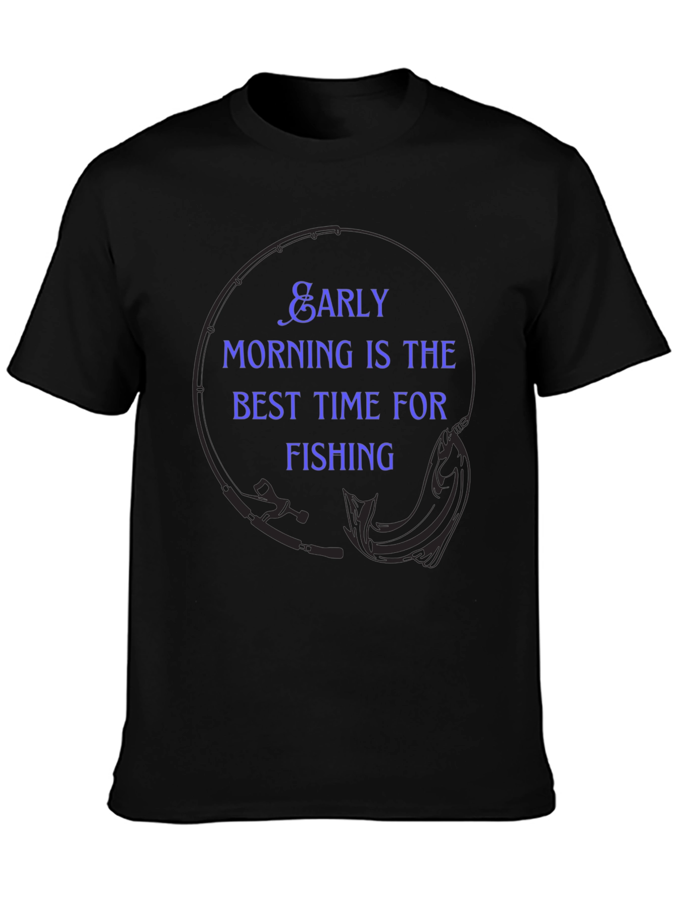 Early Morning Fishing Black T-Shirt
