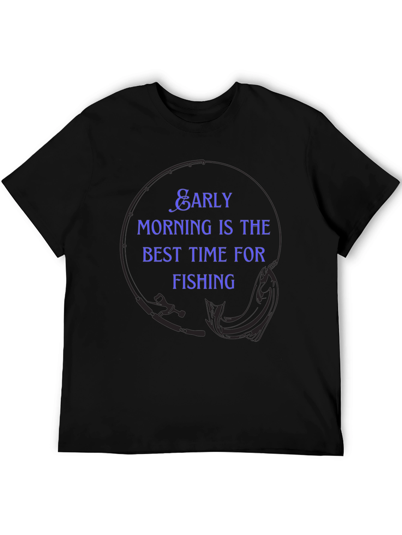 Early Morning Fishing Black T-Shirt