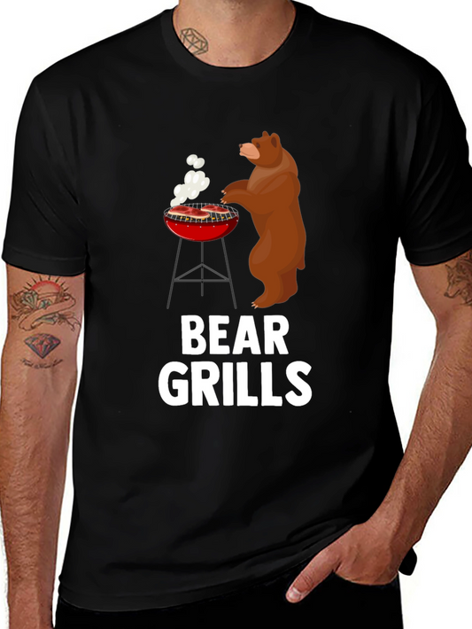 Bear Grills BBQ Graphic Tee - Funny Mens T-Shirt