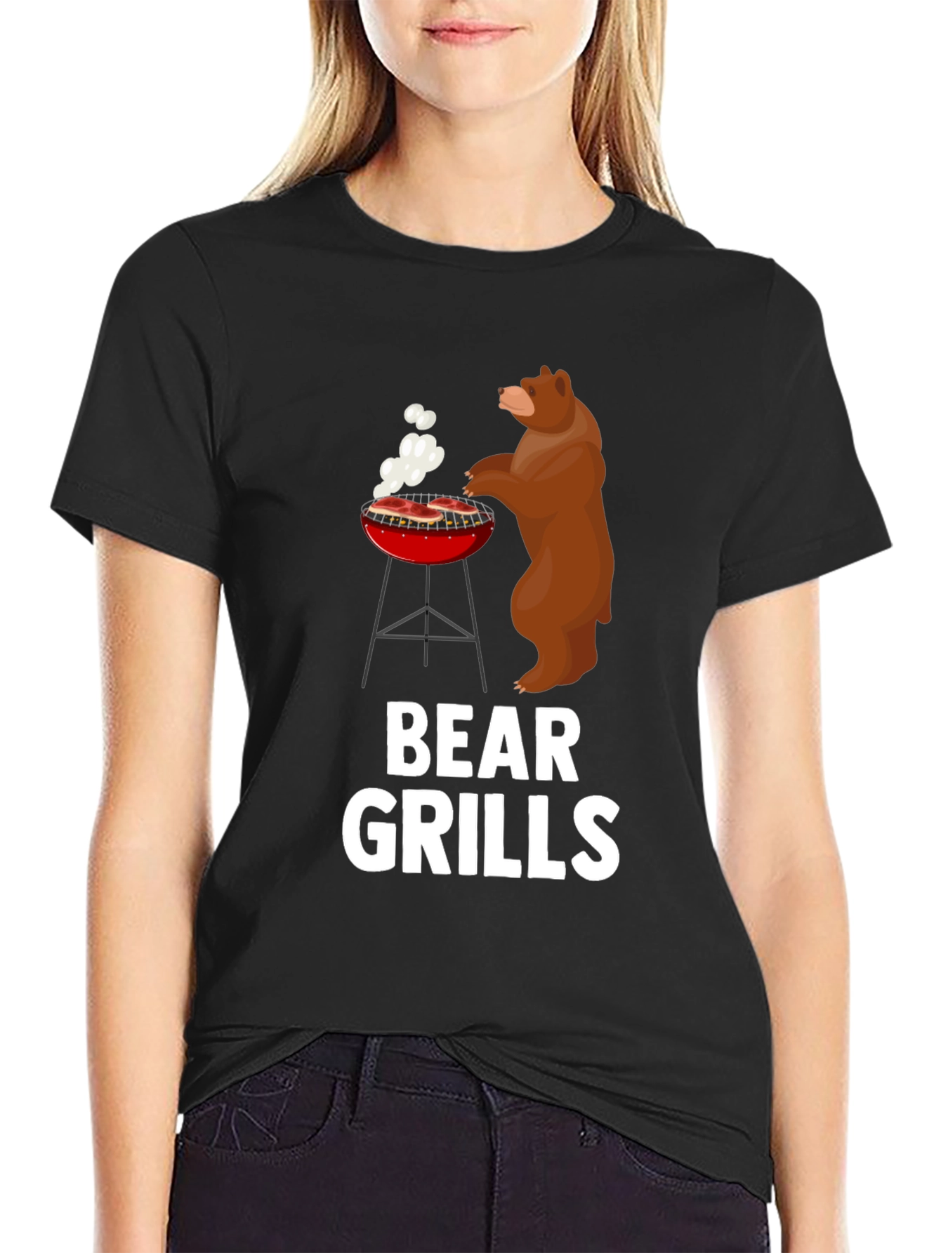 Bear Grills BBQ Graphic Tee - Funny Mens T-Shirt