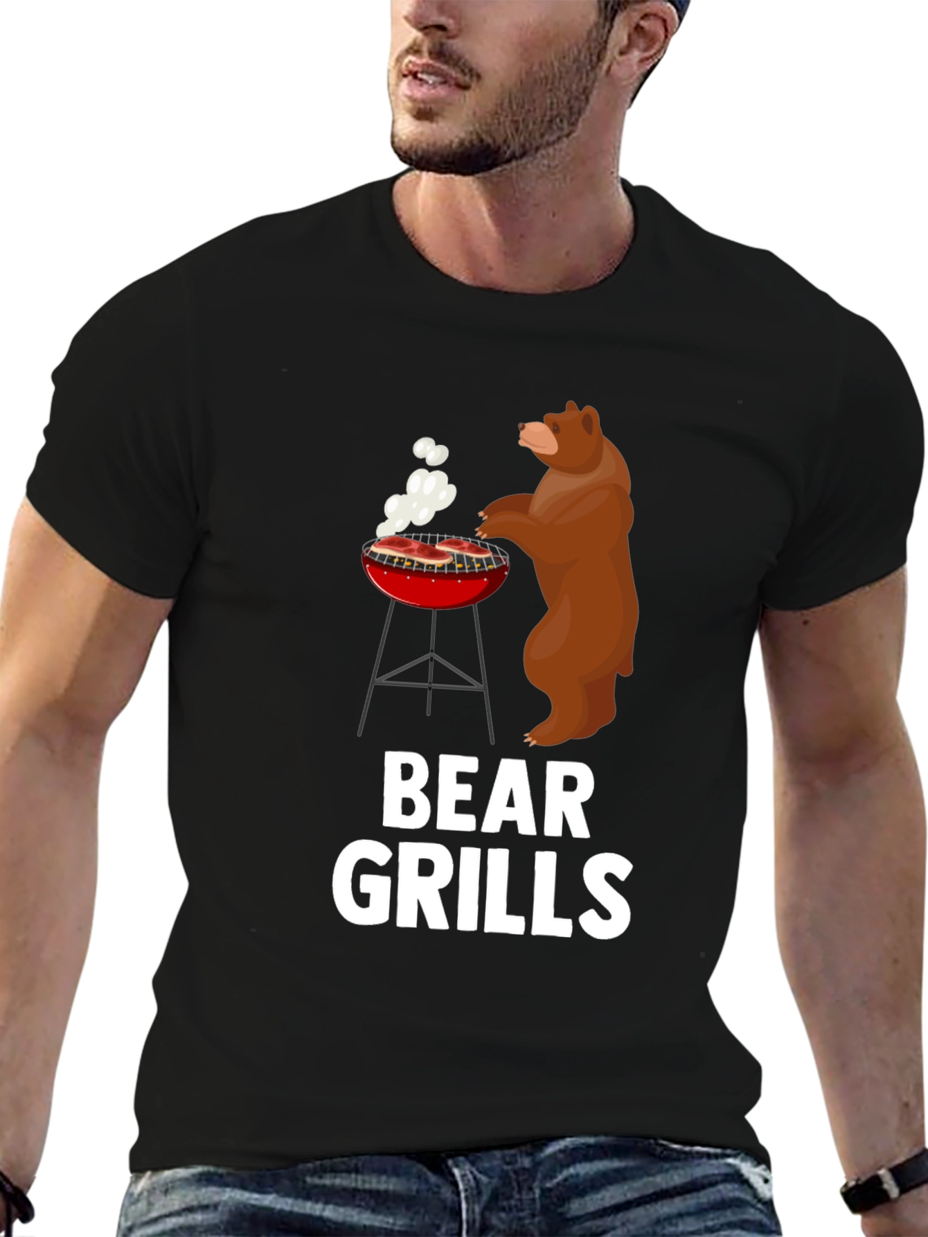 Bear Grills BBQ Graphic Tee - Funny Mens T-Shirt