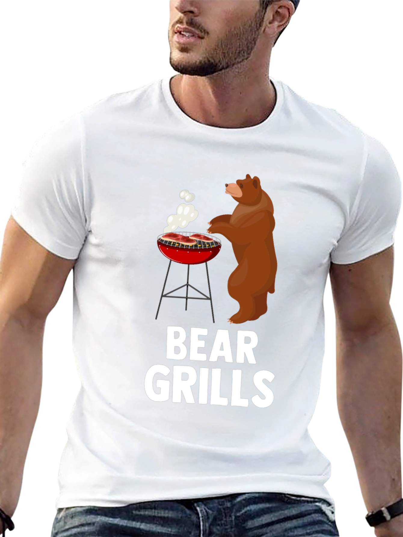 Bear Grills BBQ Graphic Tee - Funny Mens T-Shirt