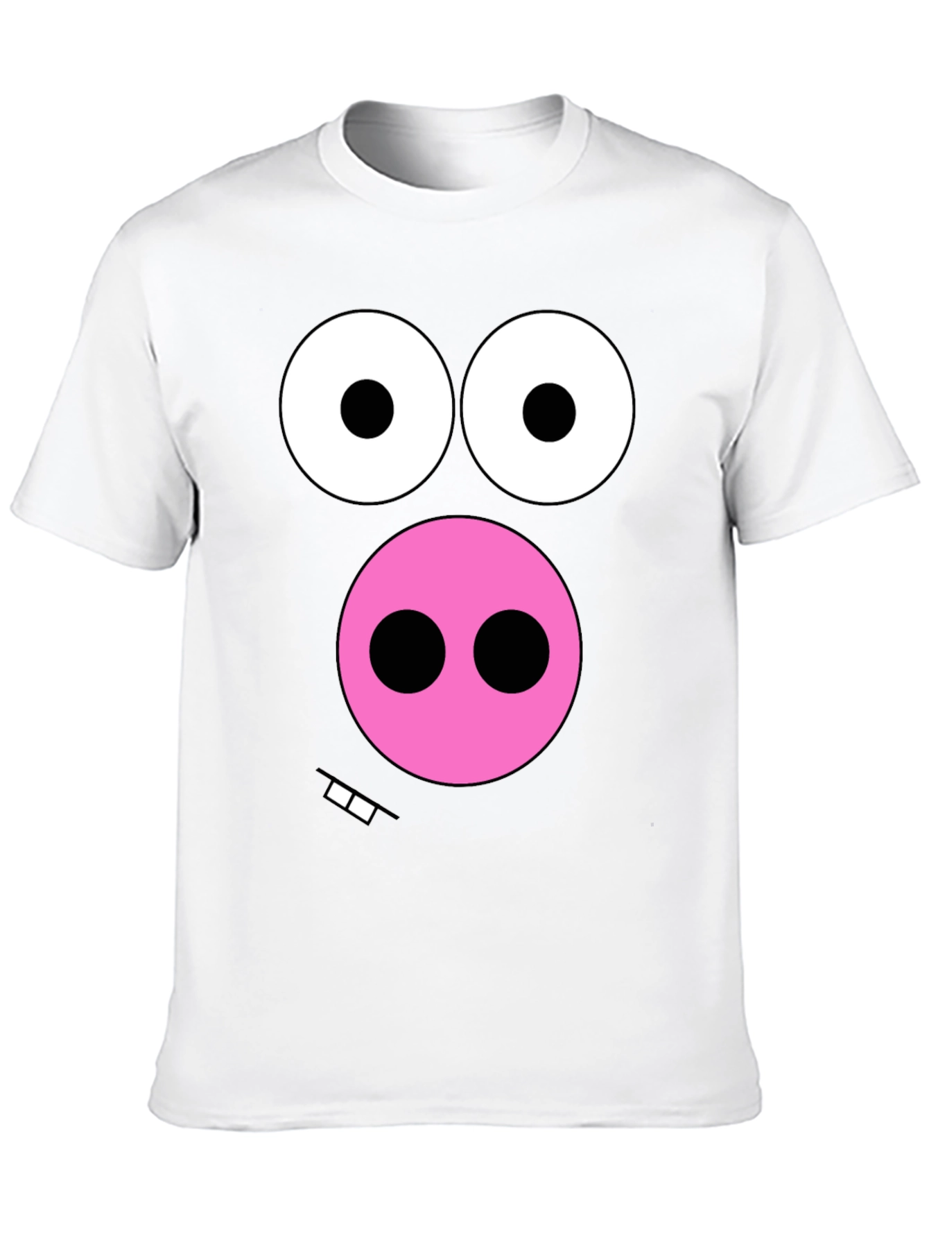 Funny Pig Face Graphic Tee - Black Cotton T-Shirt