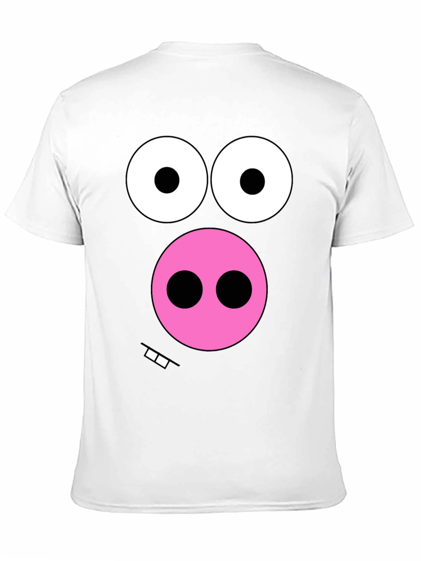 Funny Pig Face Graphic Tee - Black Cotton T-Shirt