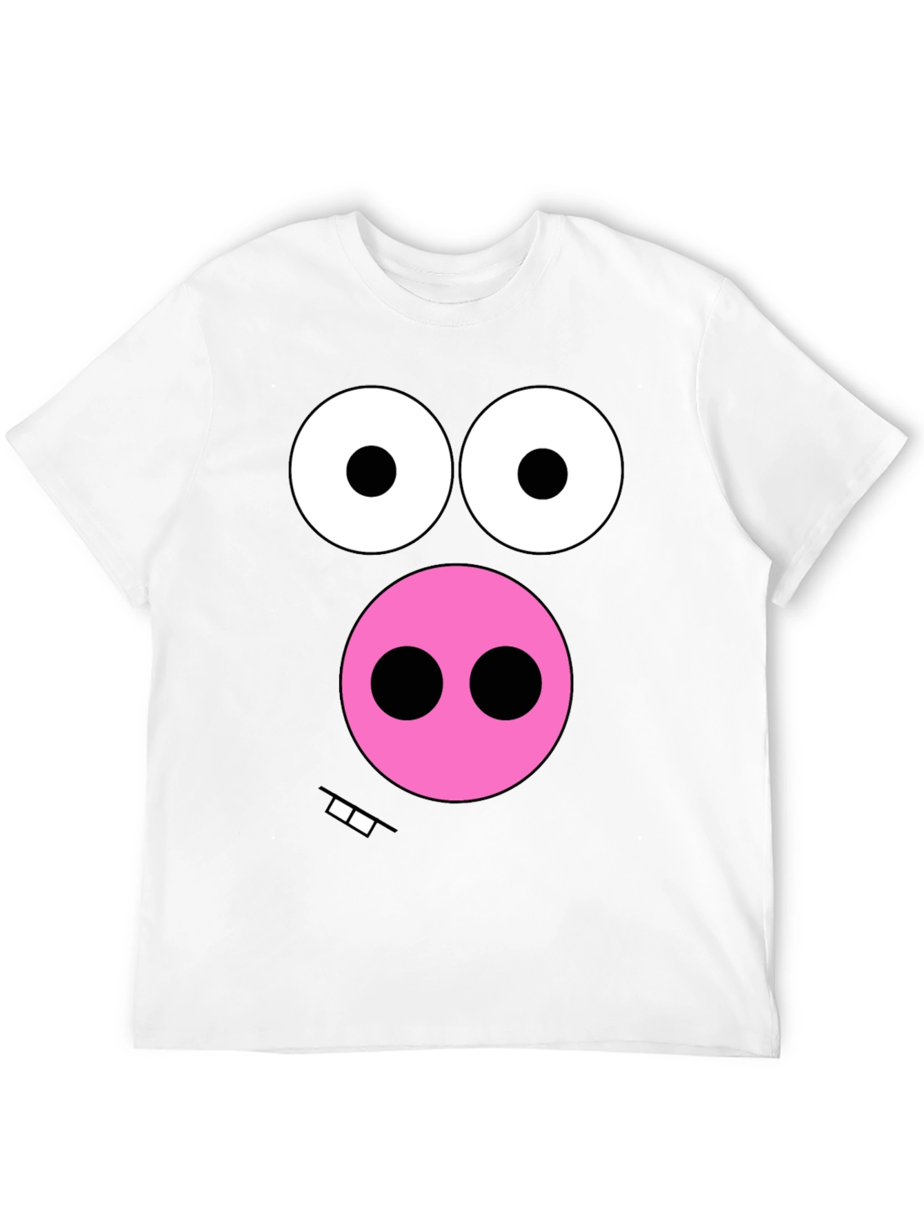 Funny Pig Face Graphic Tee - Black Cotton T-Shirt