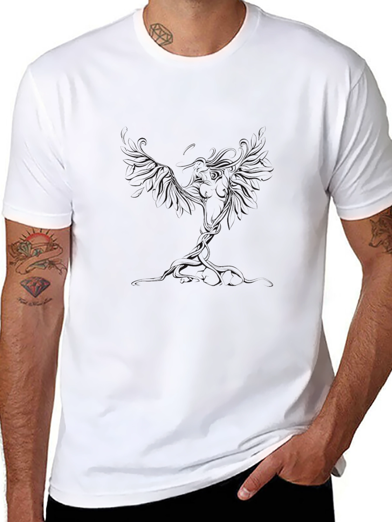 Mens Basic Black Crew Neck T-Shirt