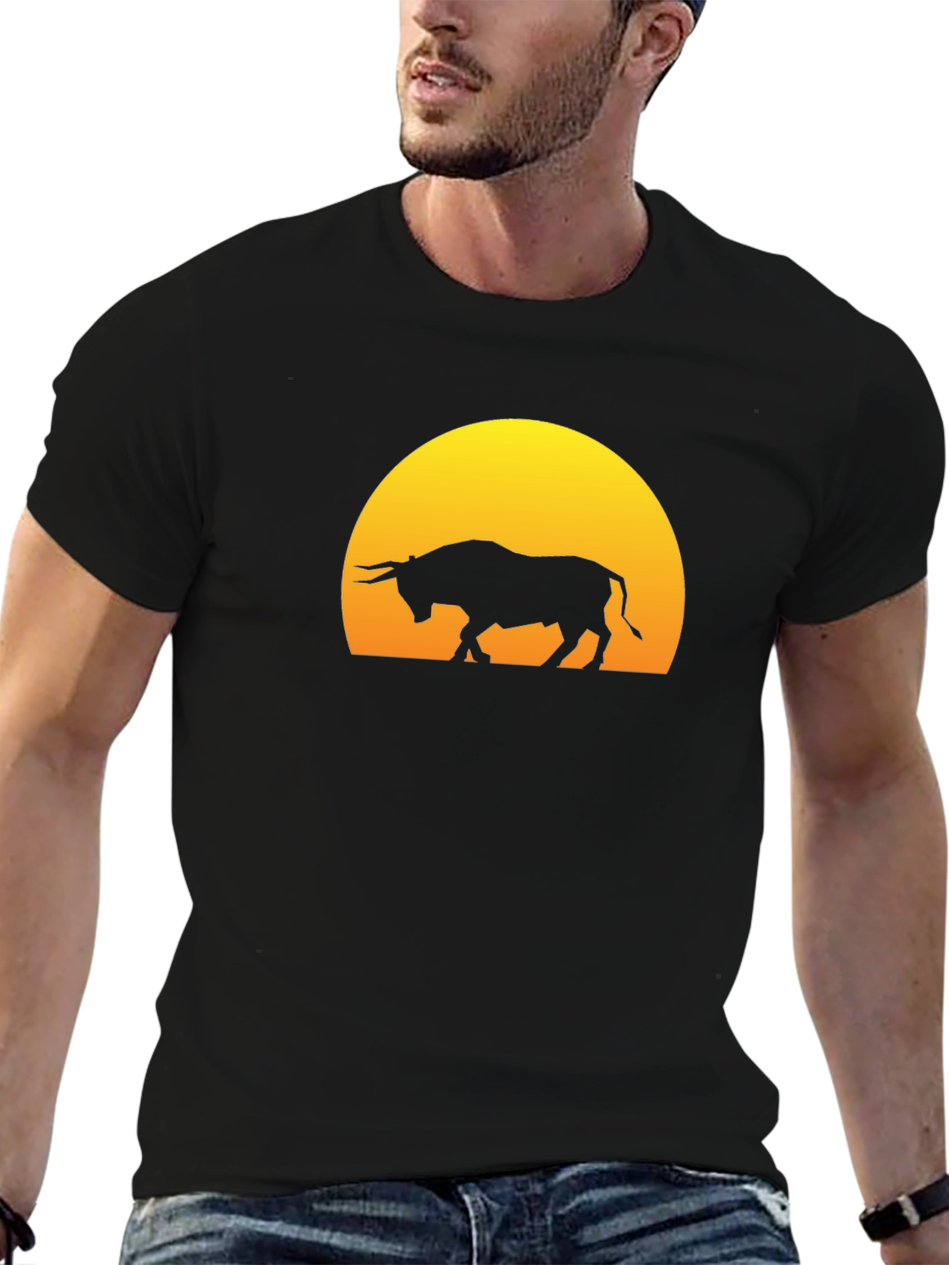 Bull Silhouette Graphic Tee - Black