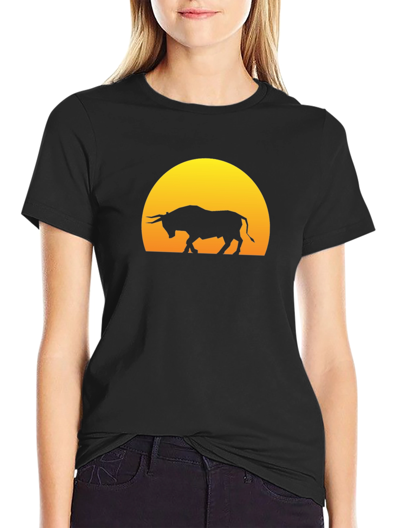 Bull Silhouette Graphic Tee - Black
