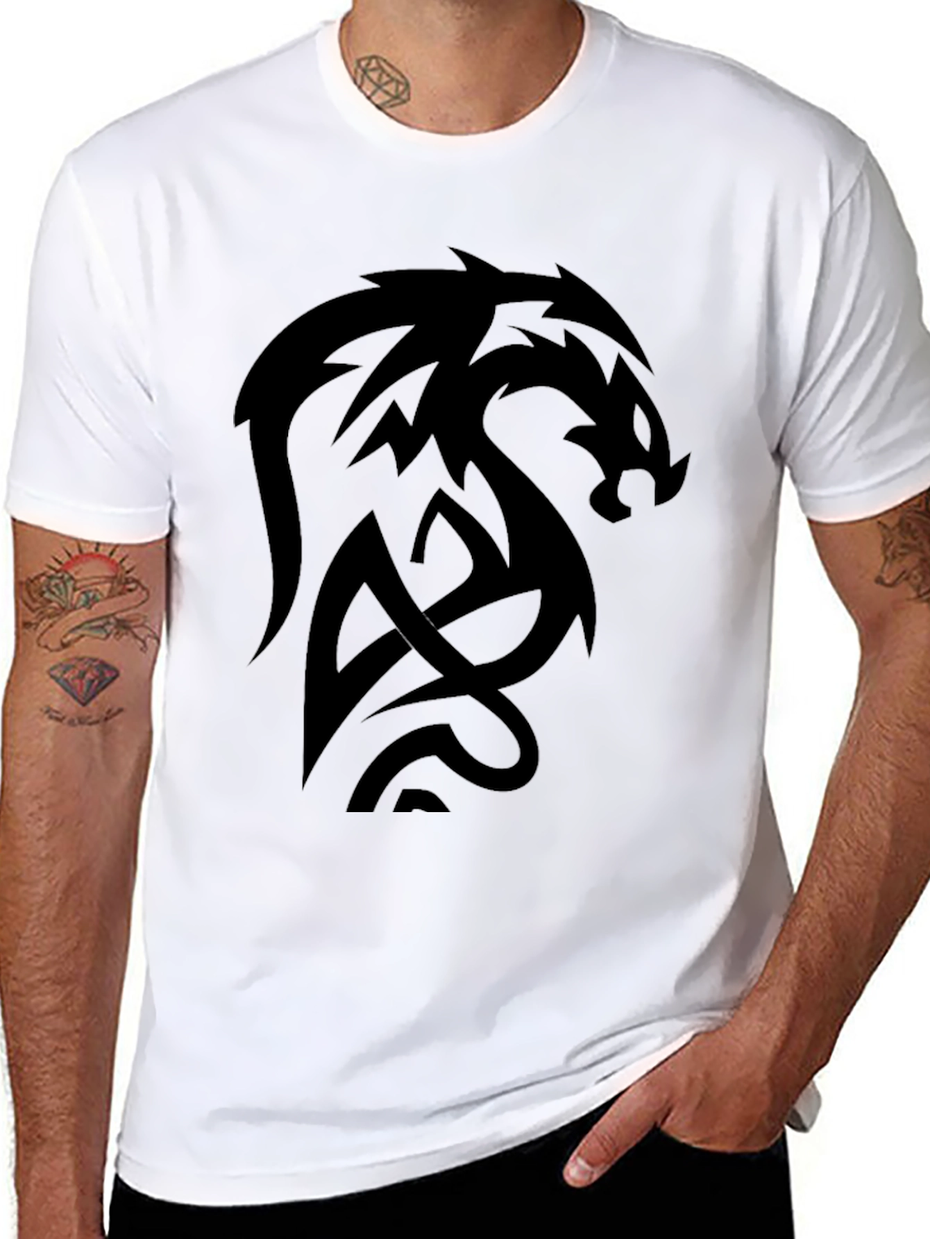 Black Dragon Graphic Tee - Mens Casual Shirt