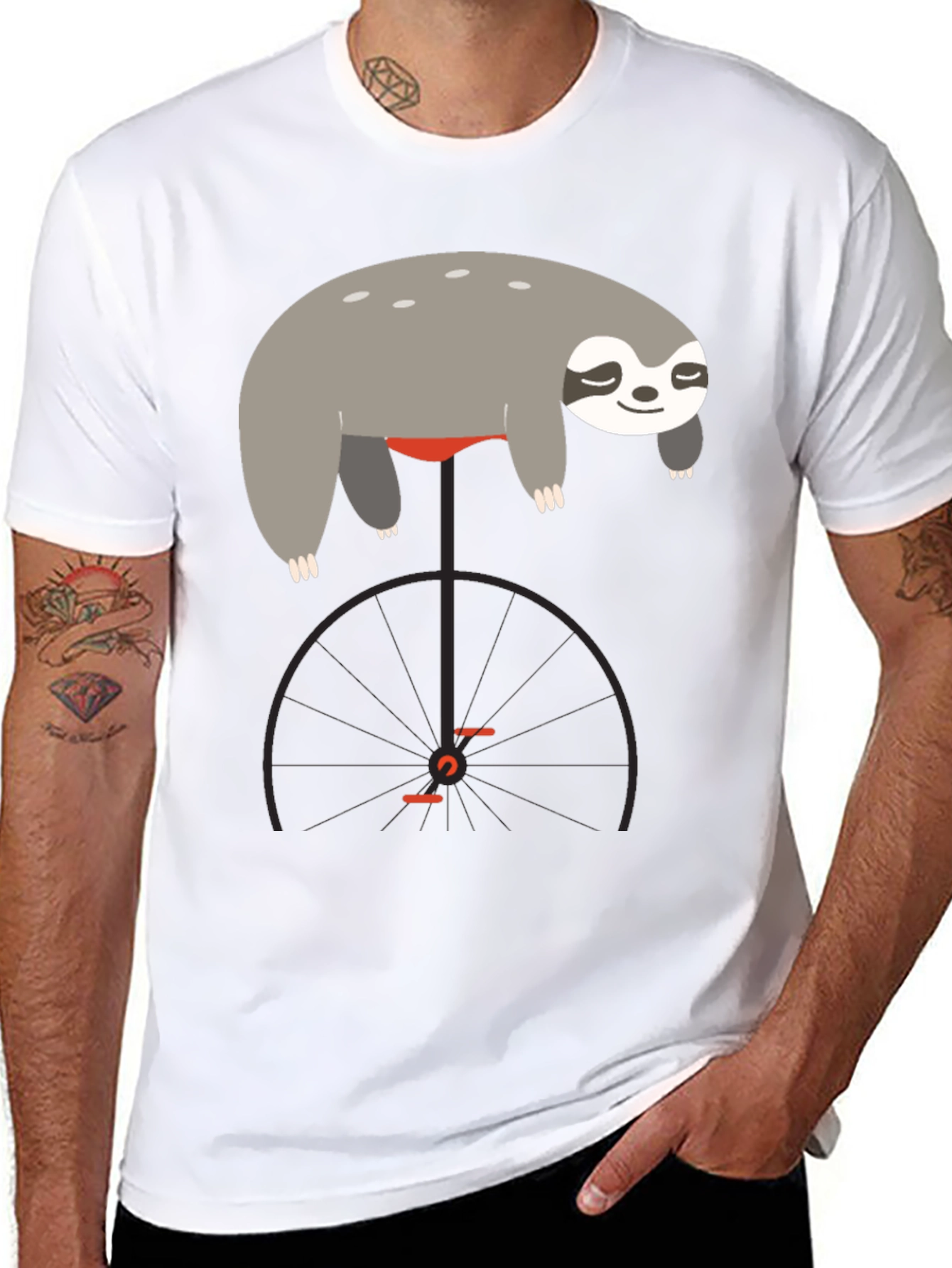 Sloth on Unicycle Graphic T-Shirt
