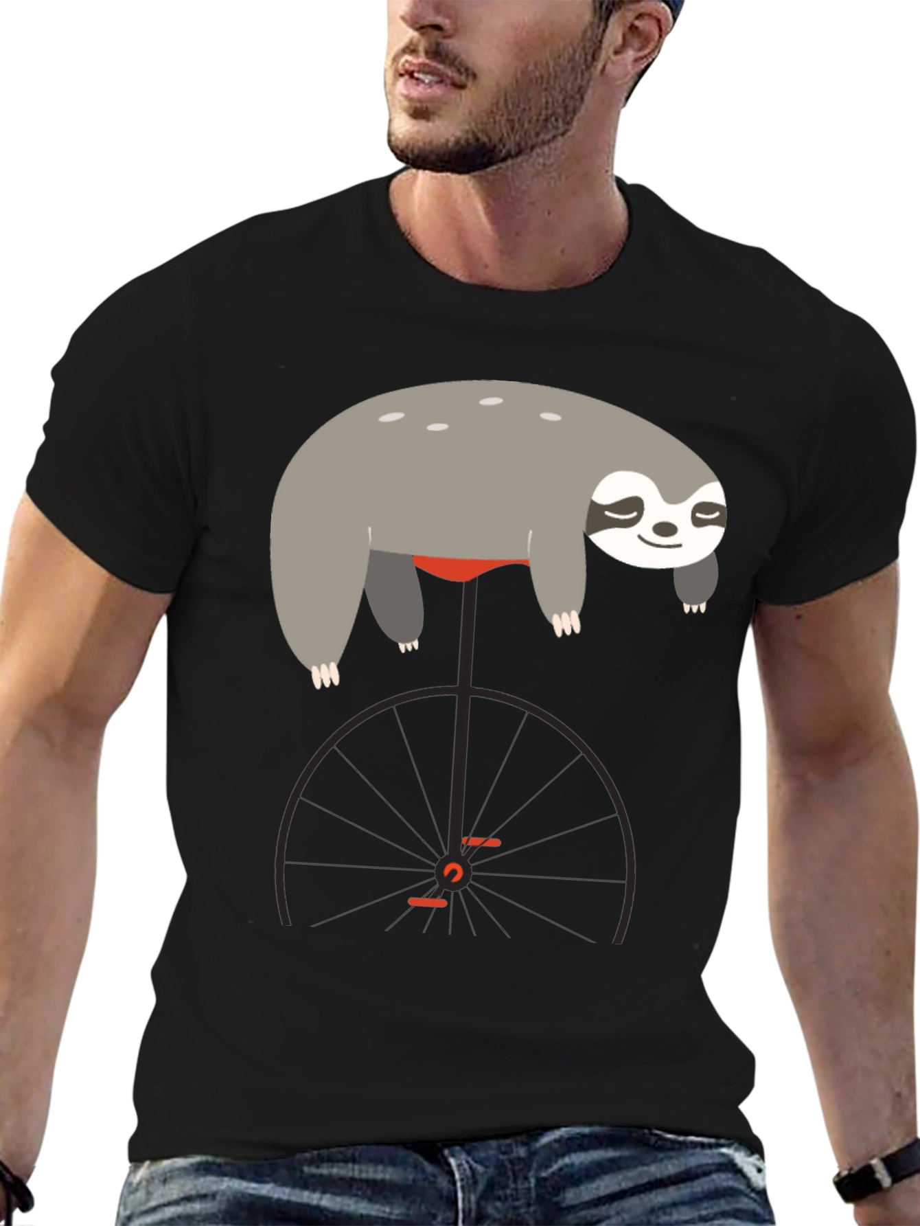 Sloth on Unicycle Graphic T-Shirt