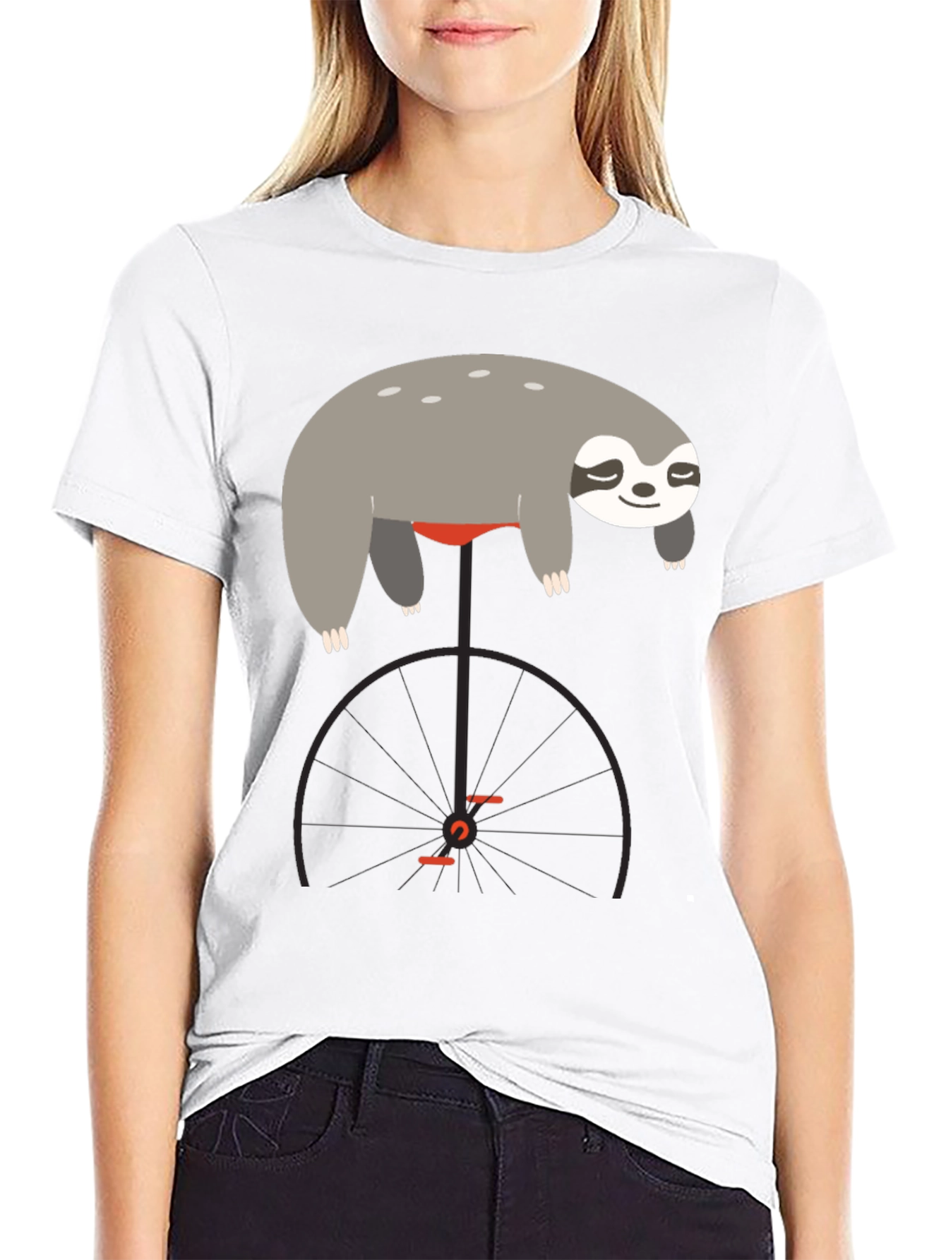 Sloth on Unicycle Graphic T-Shirt