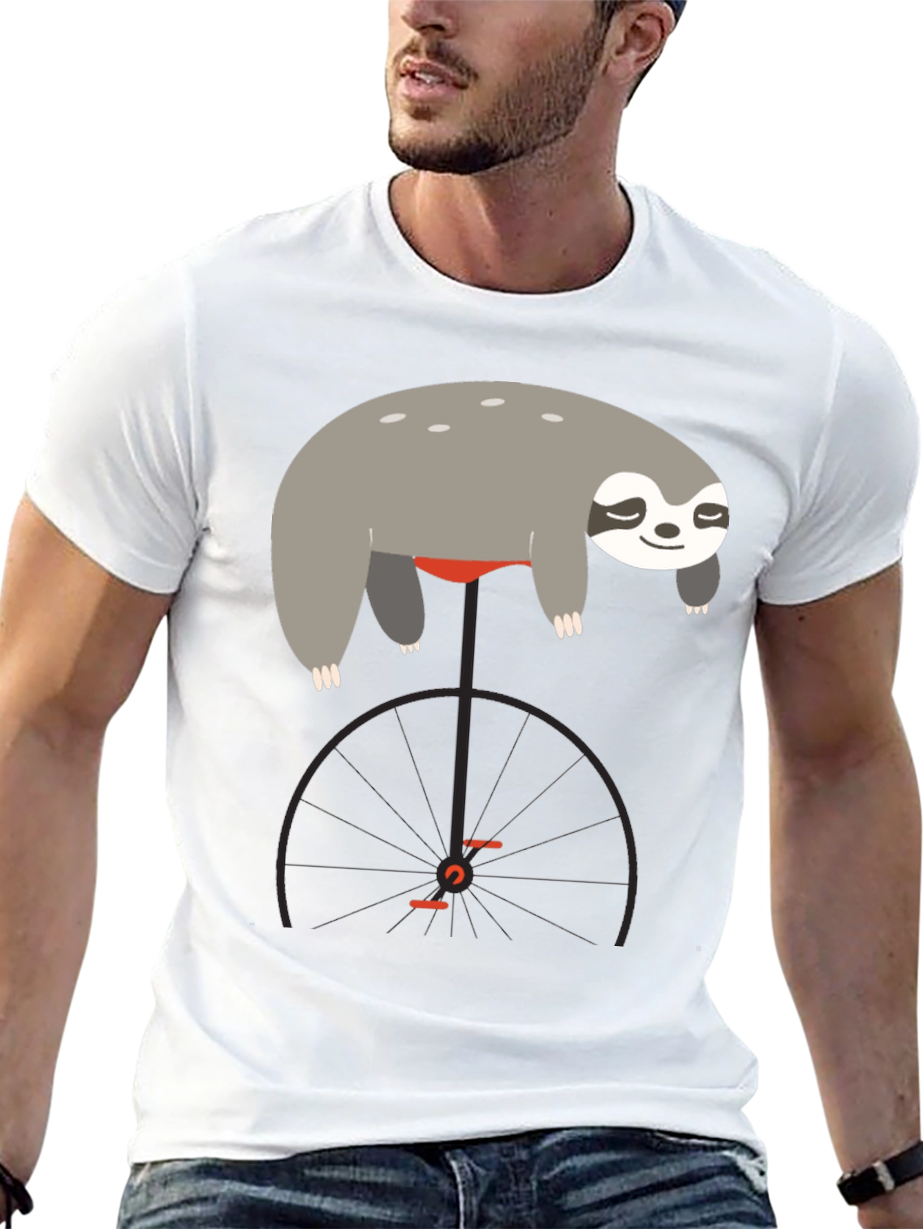 Sloth on Unicycle Graphic T-Shirt