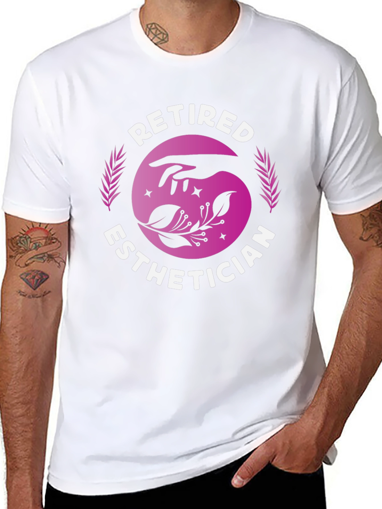 Retired Esthetician T-Shirt: Hand & Floral Design
