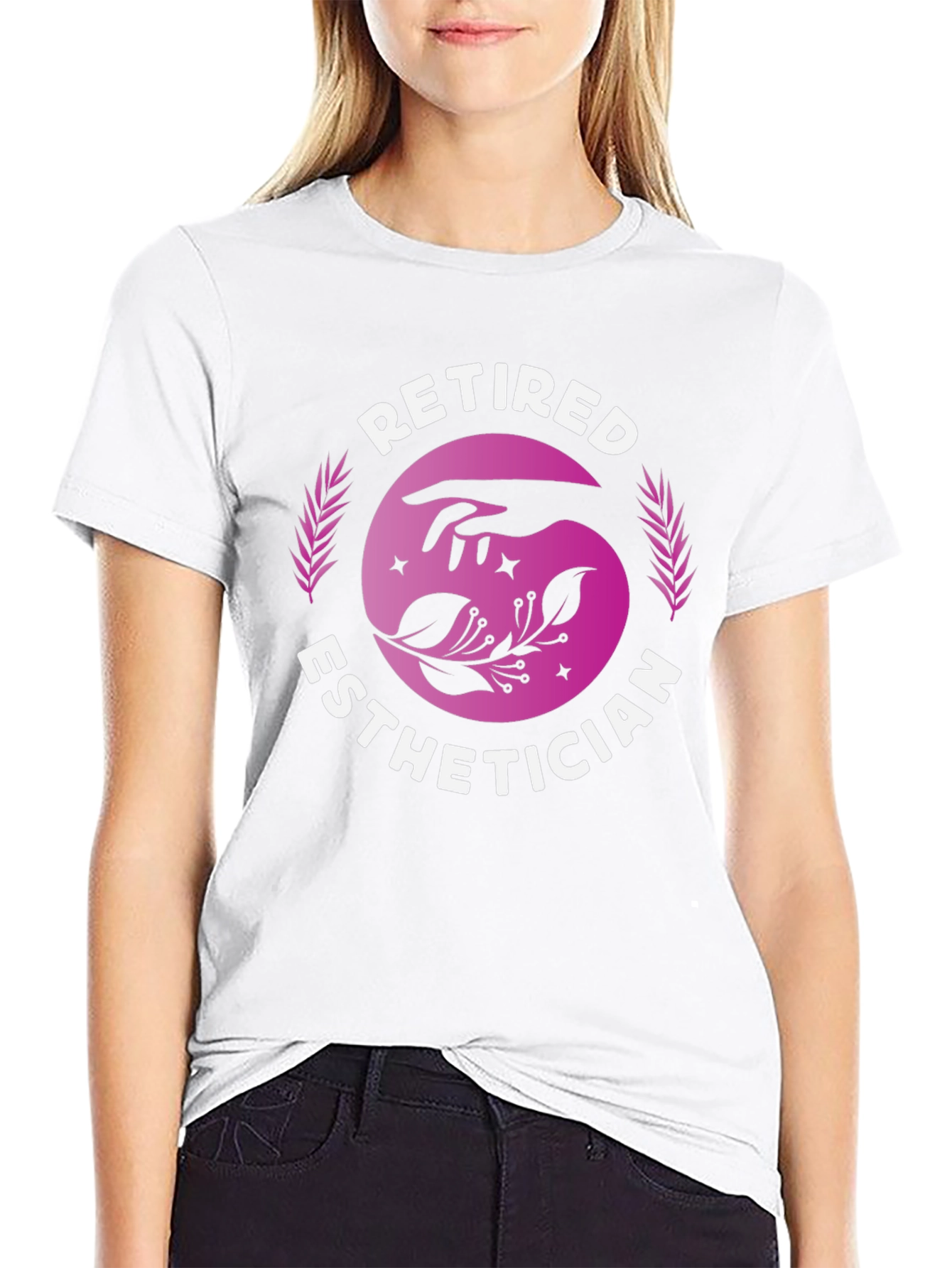 Retired Esthetician T-Shirt: Hand & Floral Design
