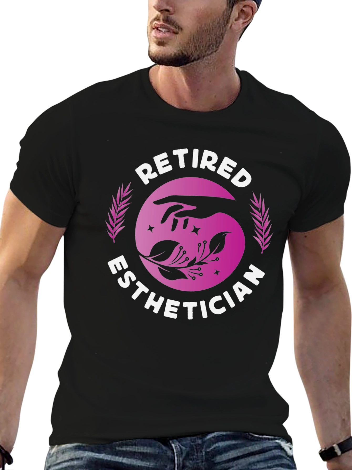 Retired Esthetician T-Shirt: Hand & Floral Design