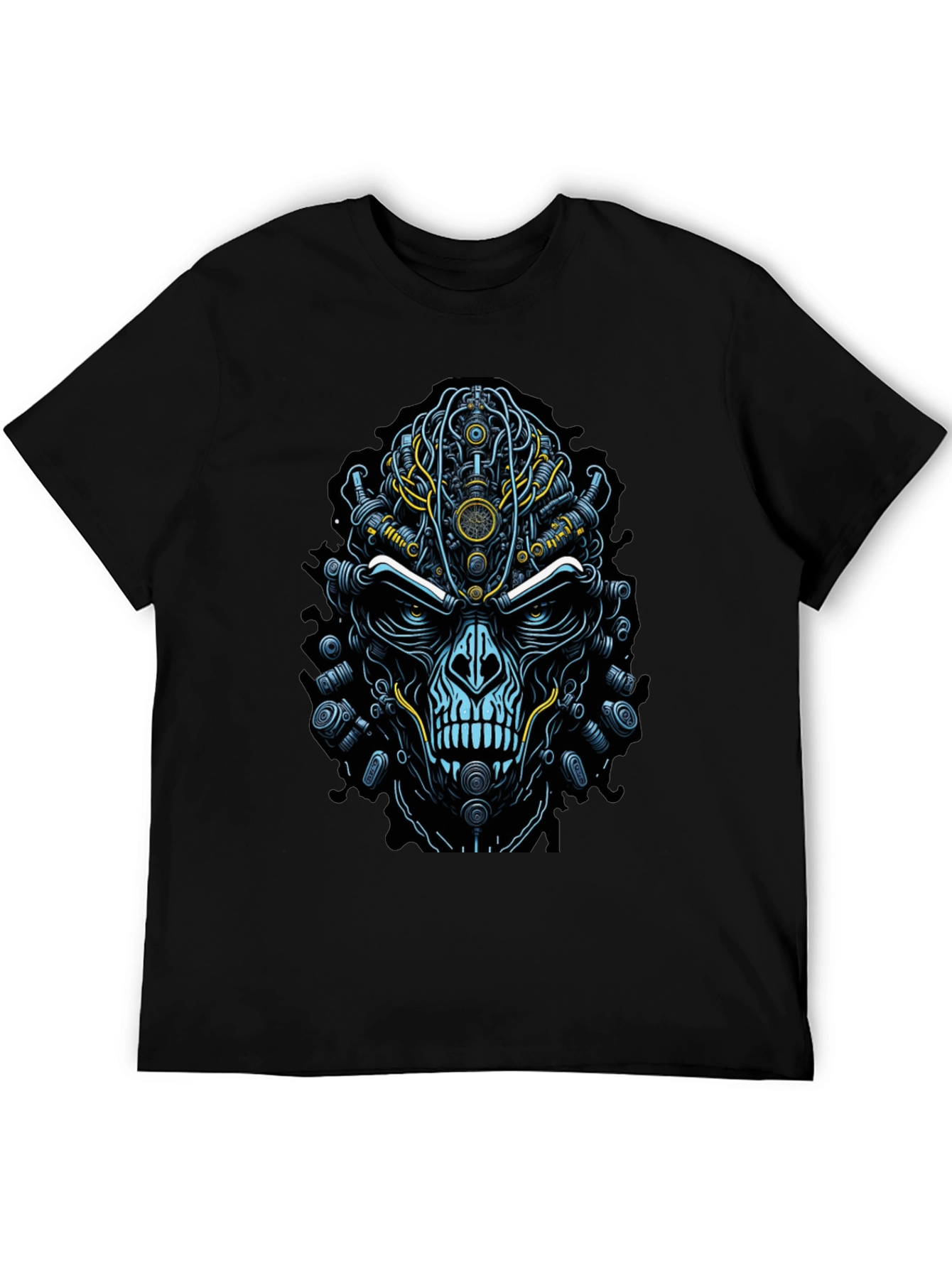 Steampunk Skull Graphic T-Shirt - Edgy Robot Design