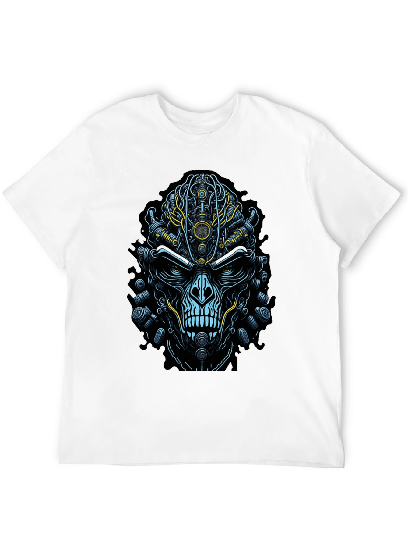 Steampunk Skull Graphic T-Shirt - Edgy Robot Design