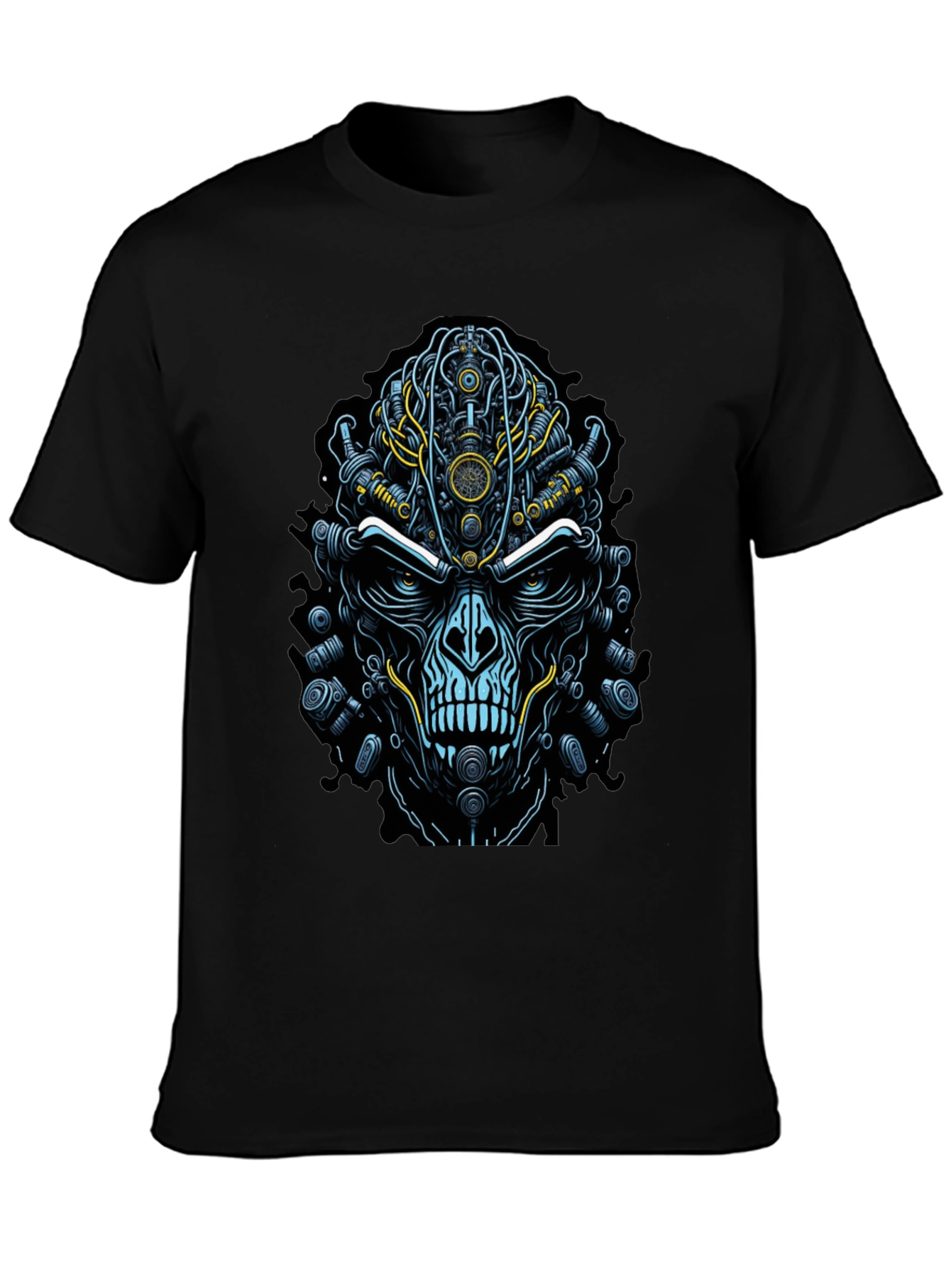 Steampunk Skull Graphic T-Shirt - Edgy Robot Design