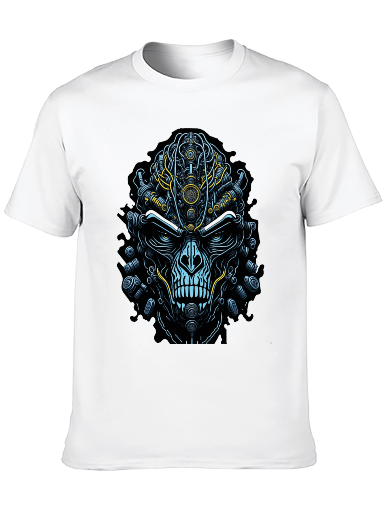 Steampunk Skull Graphic T-Shirt - Edgy Robot Design