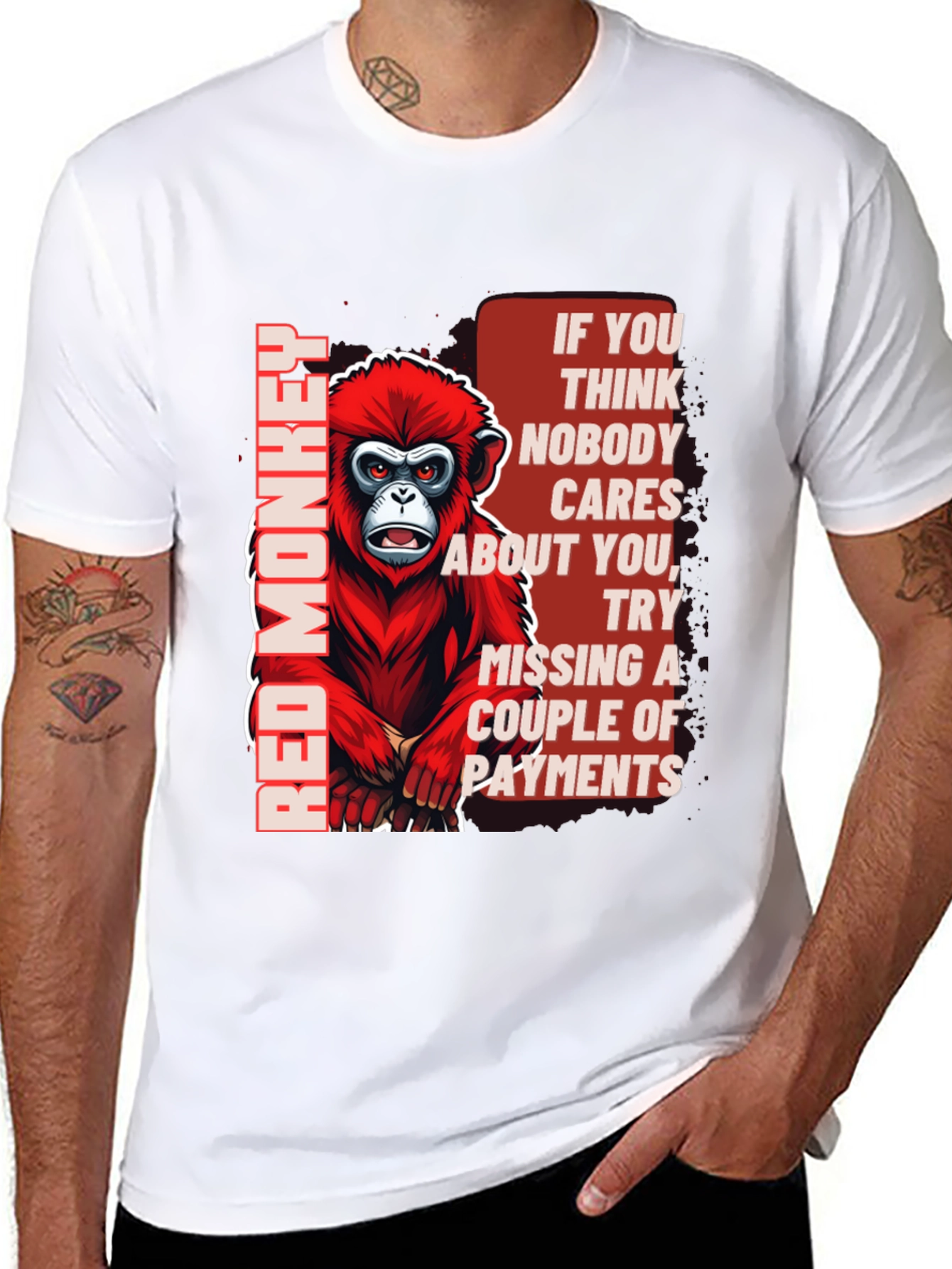 Red Monkey Graphic T-Shirt - Funny Sarcastic Tee
