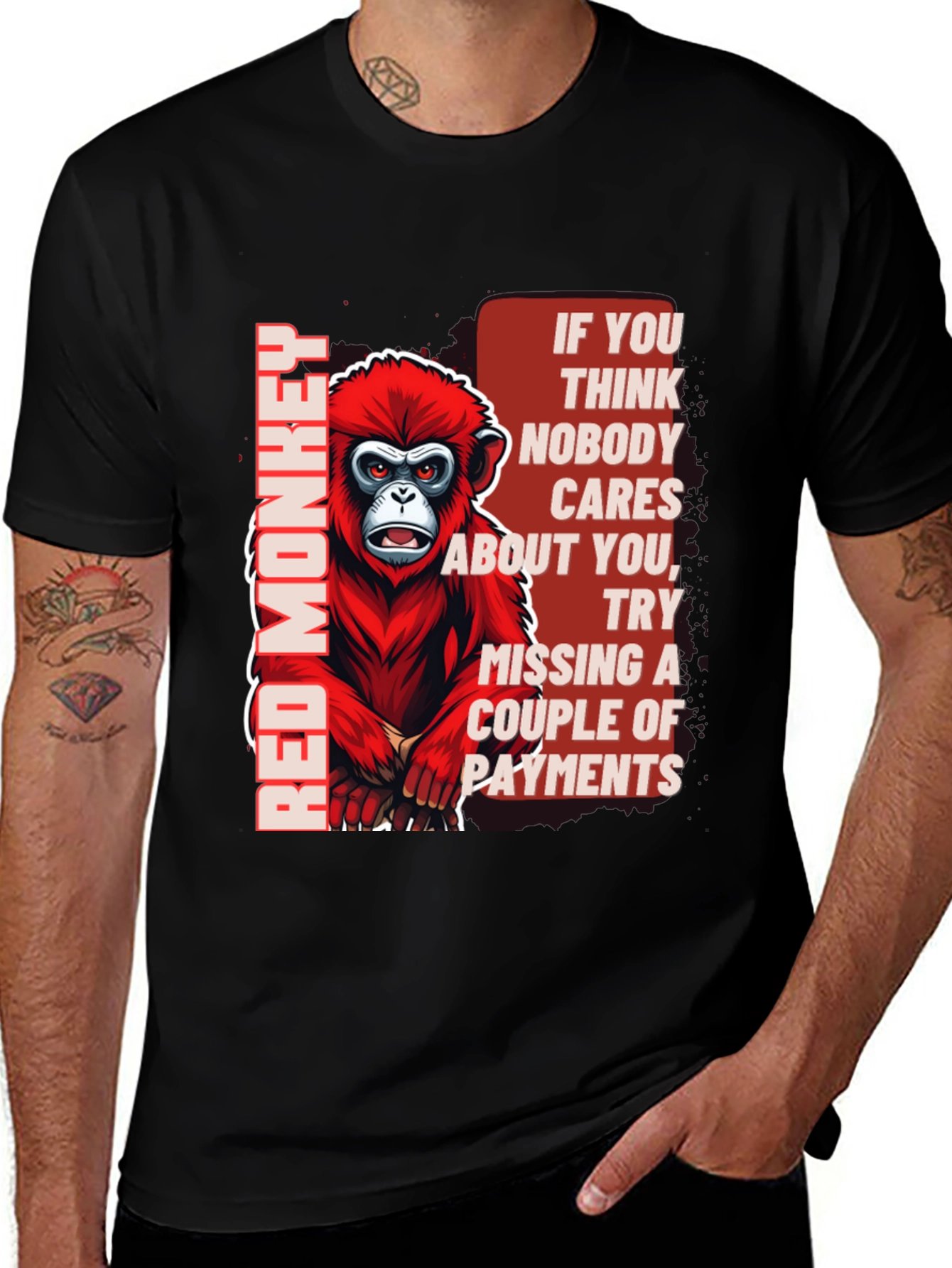 Red Monkey Graphic T-Shirt - Funny Sarcastic Tee