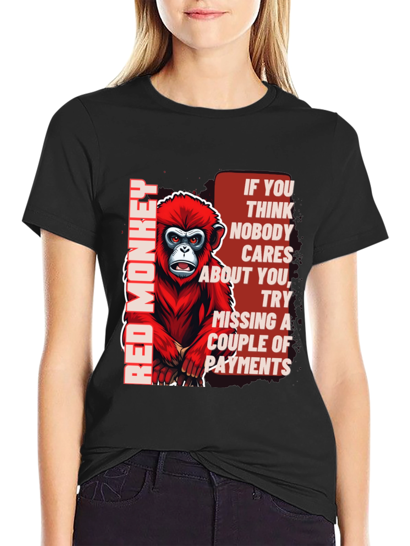 Red Monkey Graphic T-Shirt - Funny Sarcastic Tee