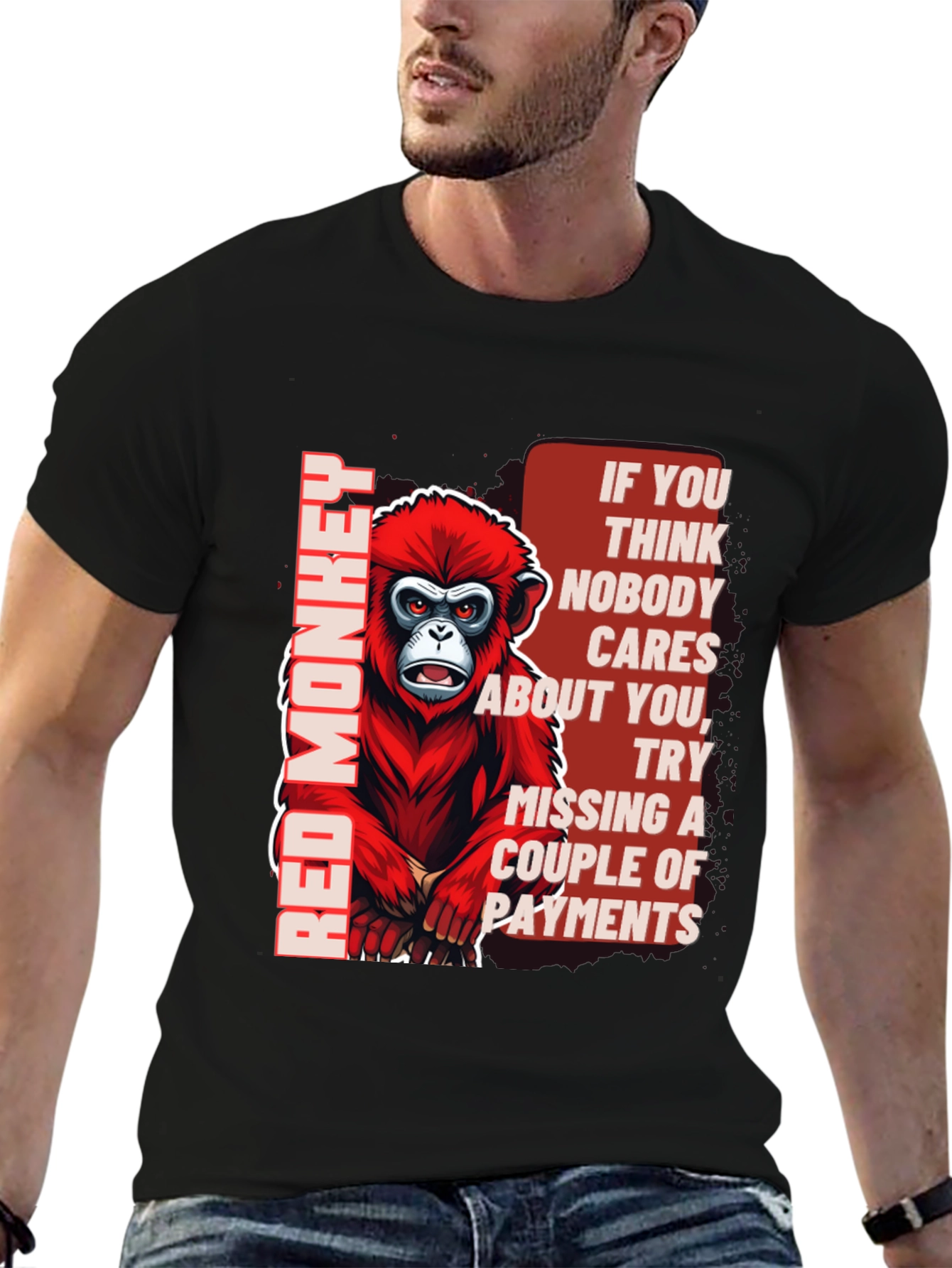 Red Monkey Graphic T-Shirt - Funny Sarcastic Tee