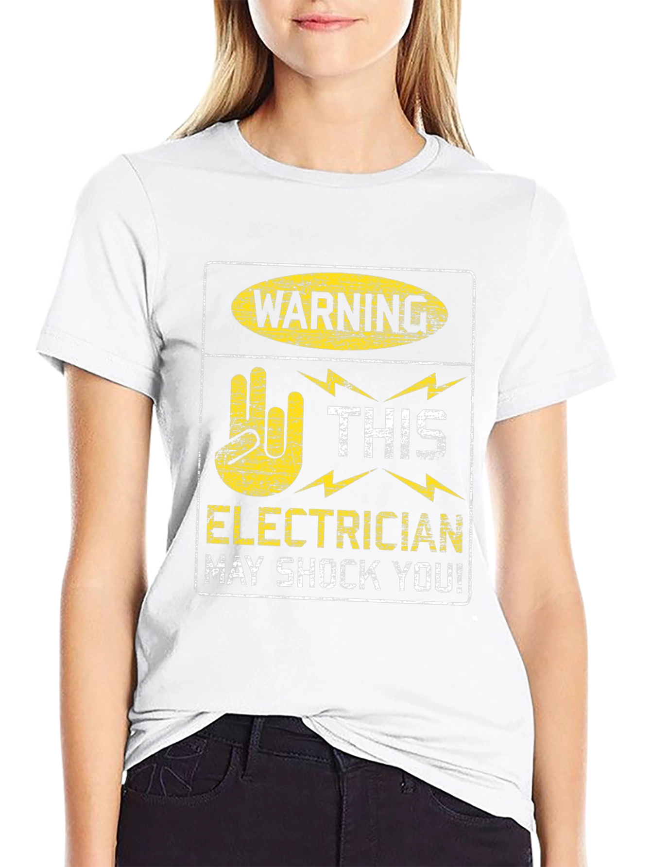 Warning Electrician May Shock You Black T-Shirt