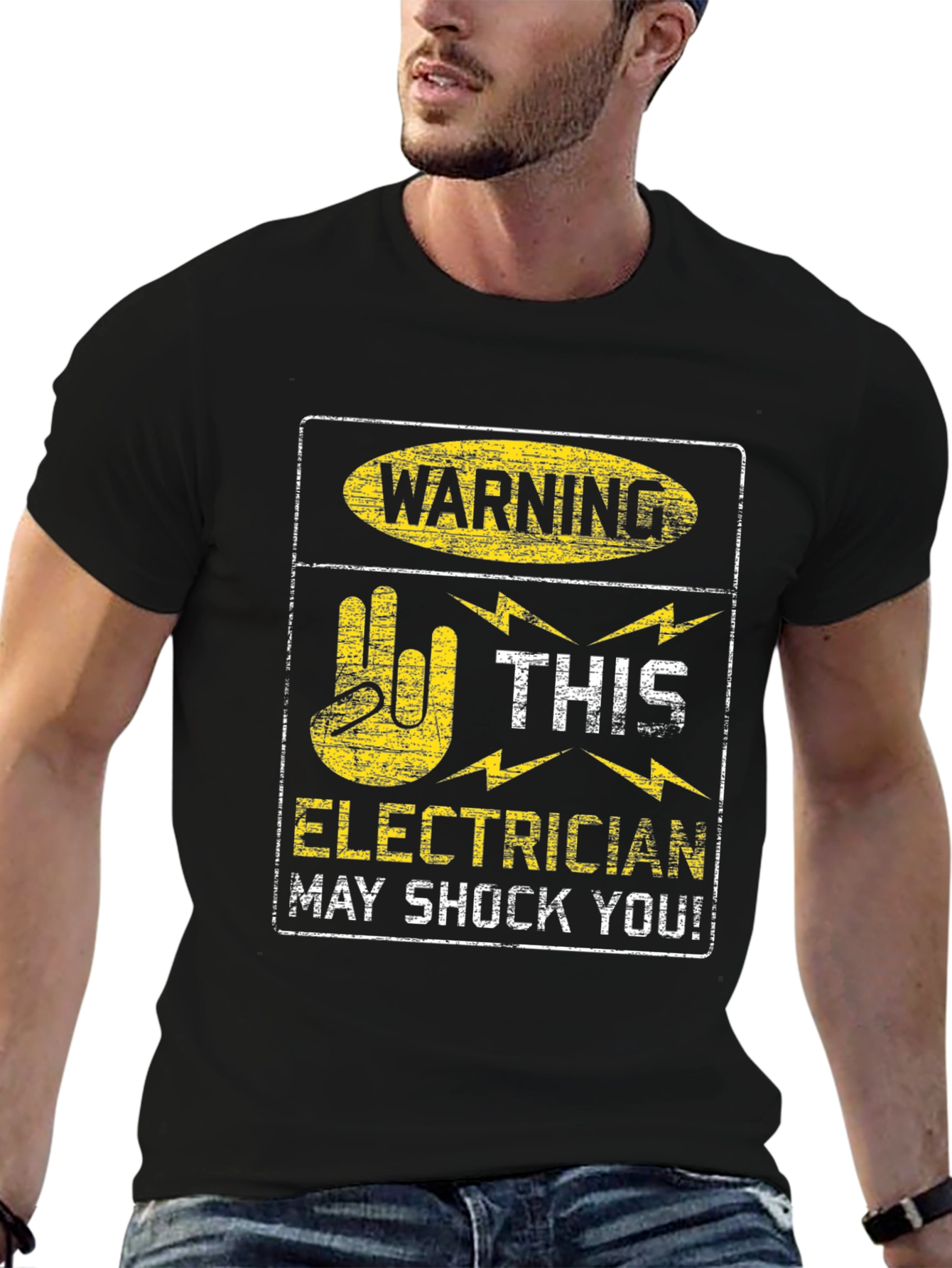 Warning Electrician May Shock You Black T-Shirt