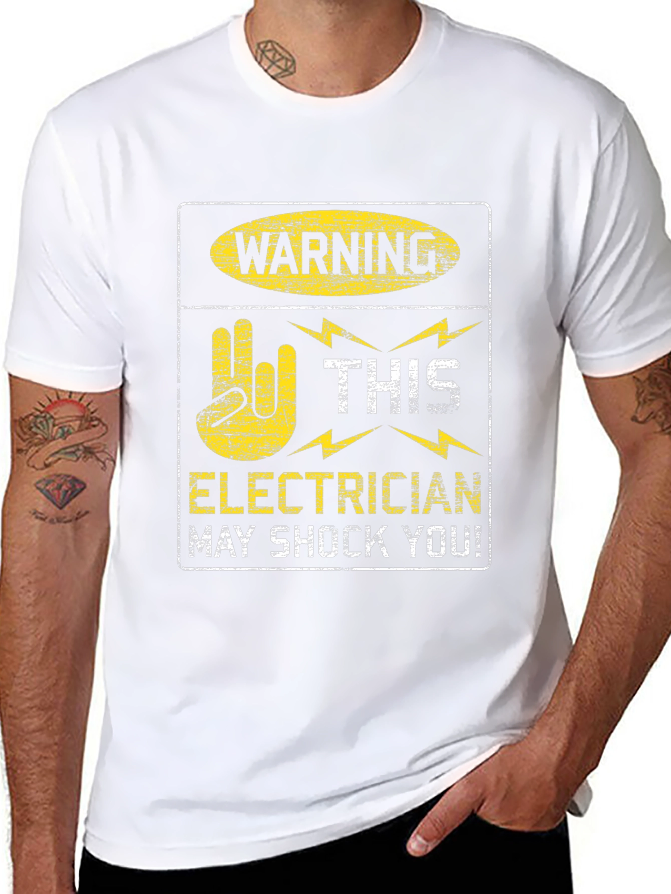 Warning Electrician May Shock You Black T-Shirt