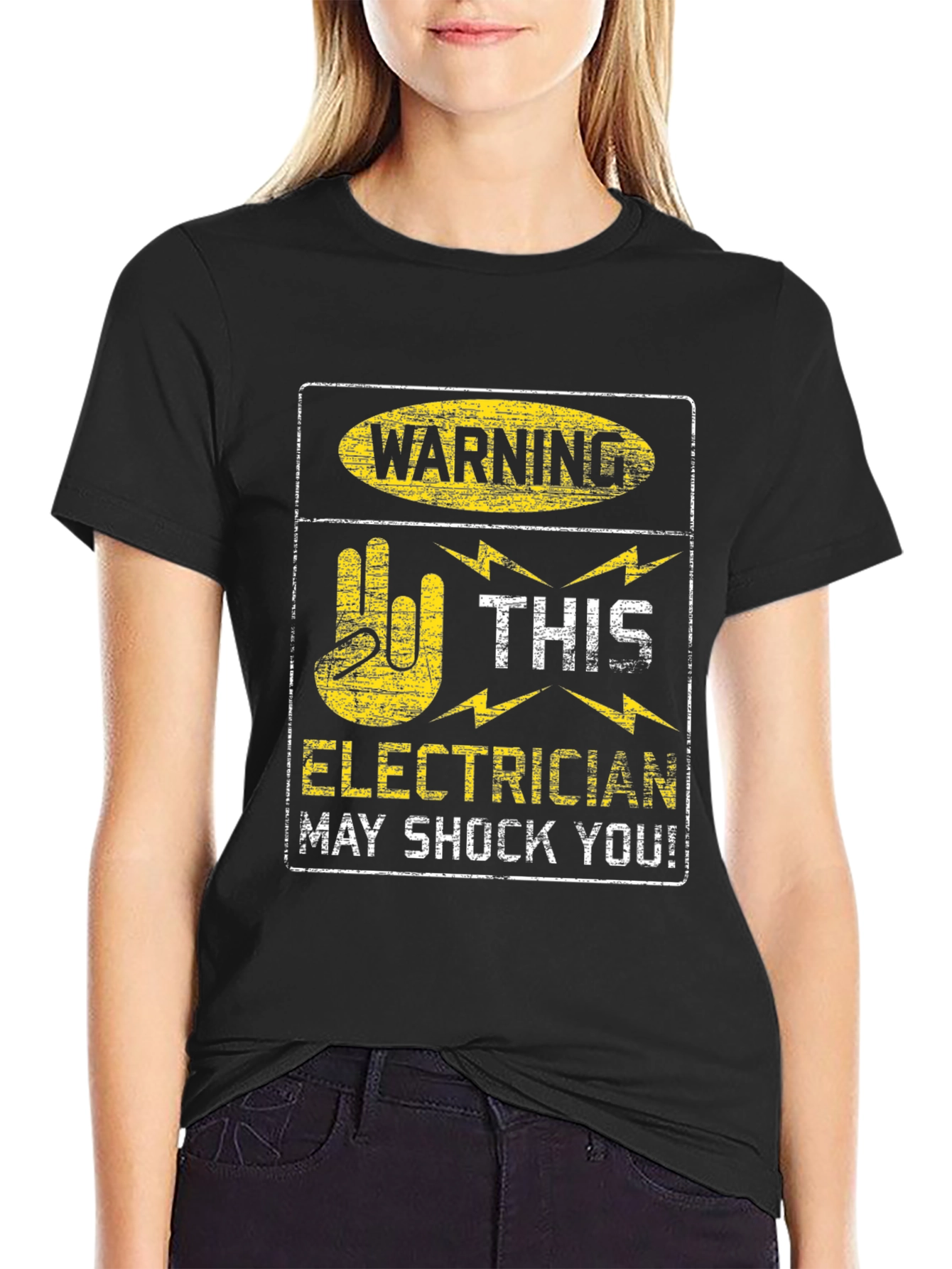 Warning Electrician May Shock You Black T-Shirt