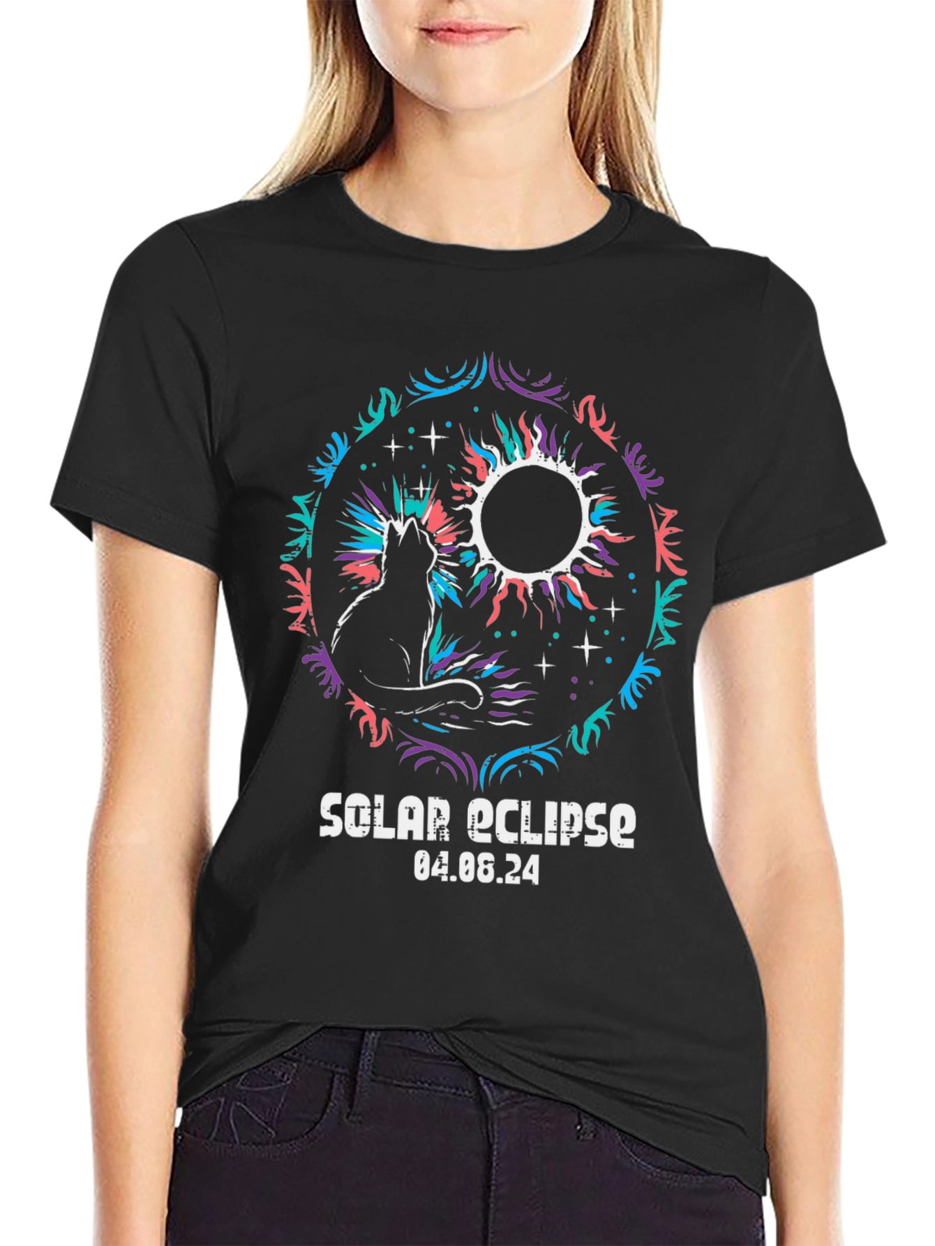 Solar Eclipse Cat Graphic Tee