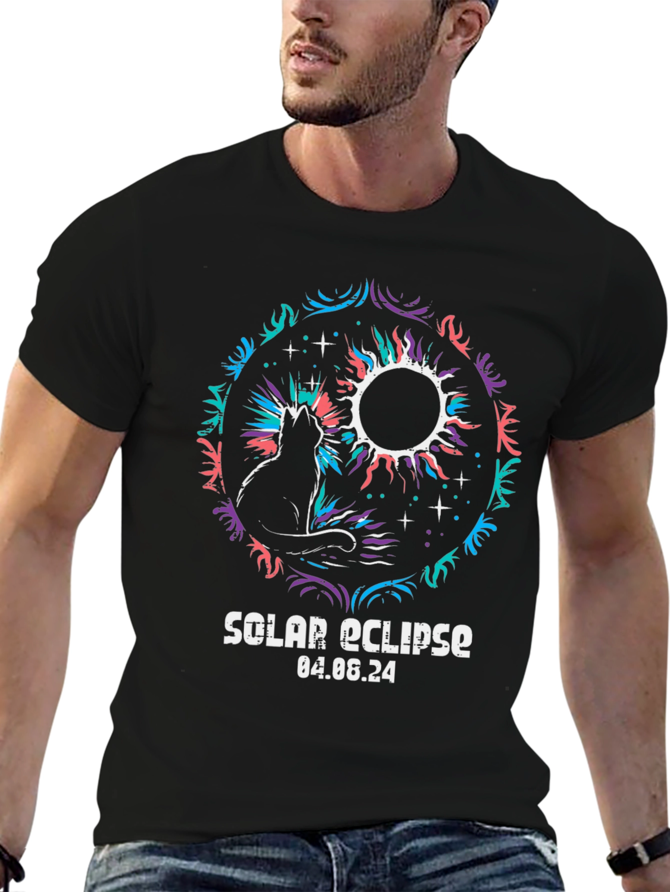 Solar Eclipse Cat Graphic Tee