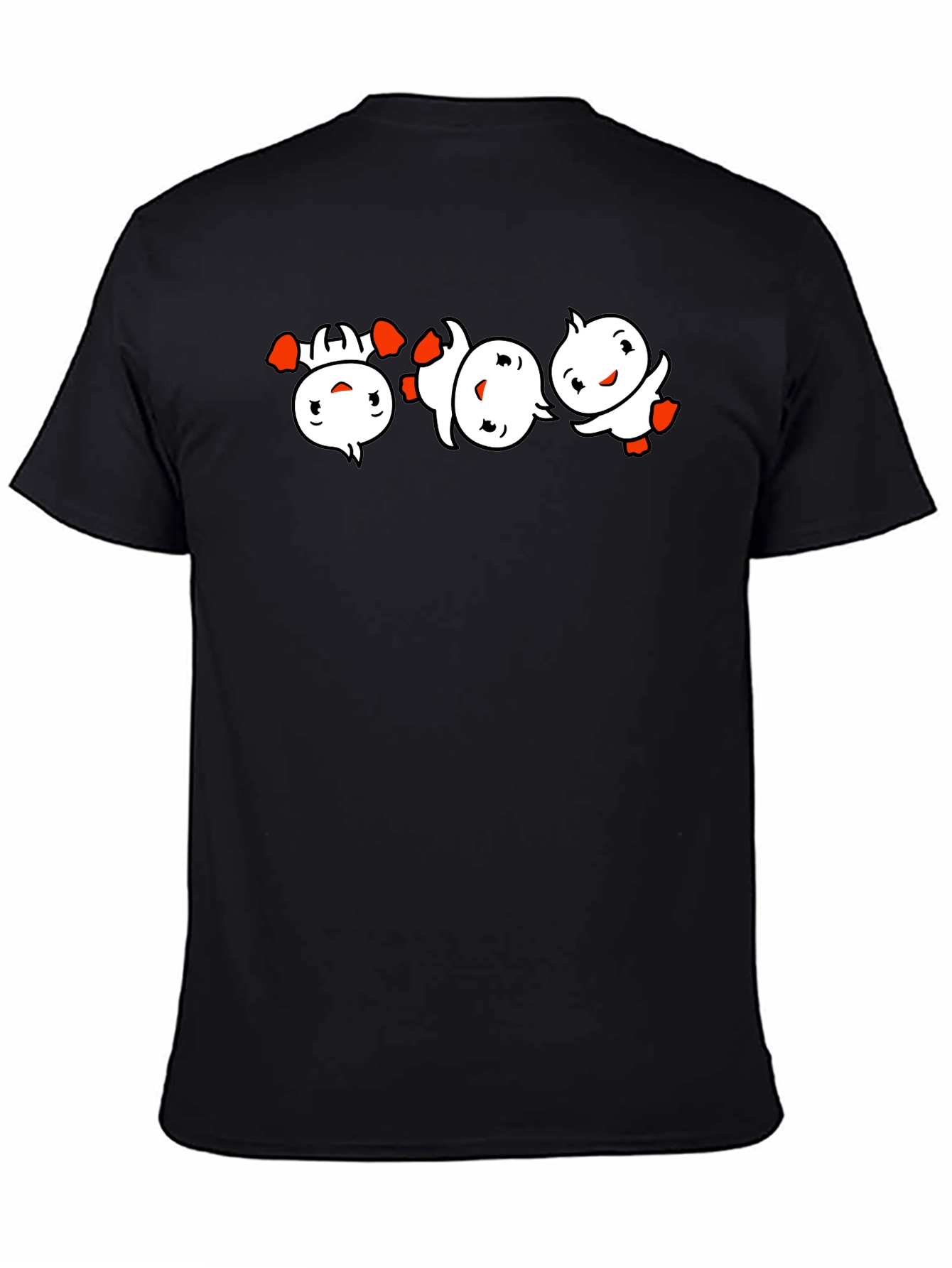Black T-Shirt with Cartoon Duckling Design