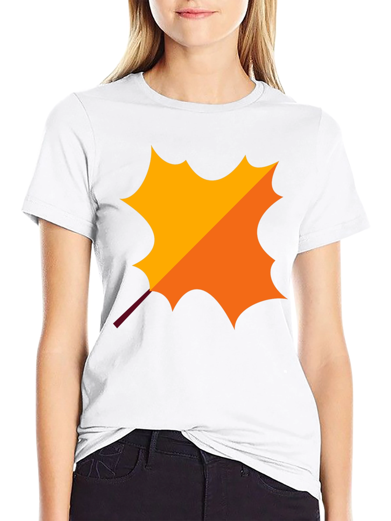 Autumn Leaf Graphic Black T-Shirt