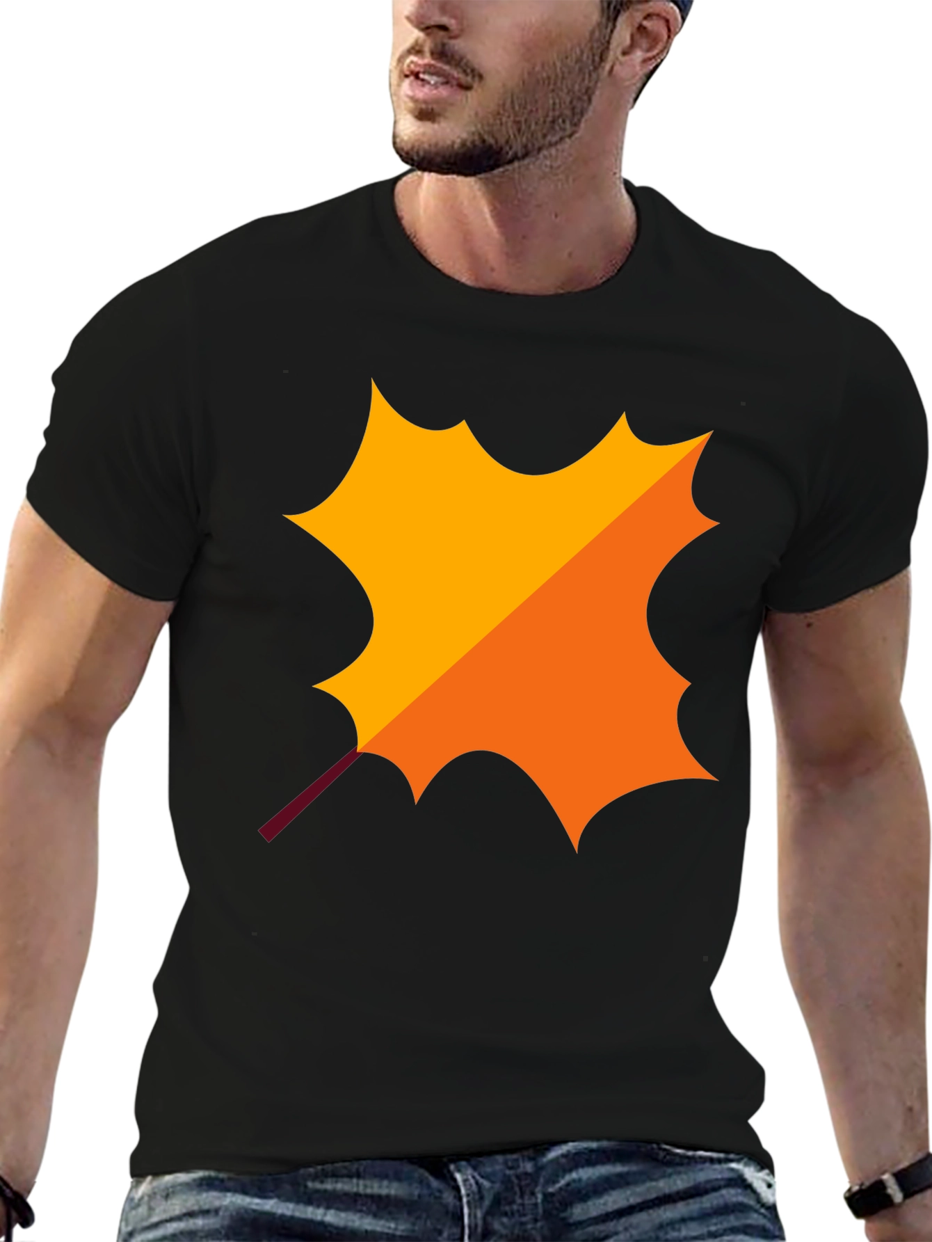 Autumn Leaf Graphic Black T-Shirt