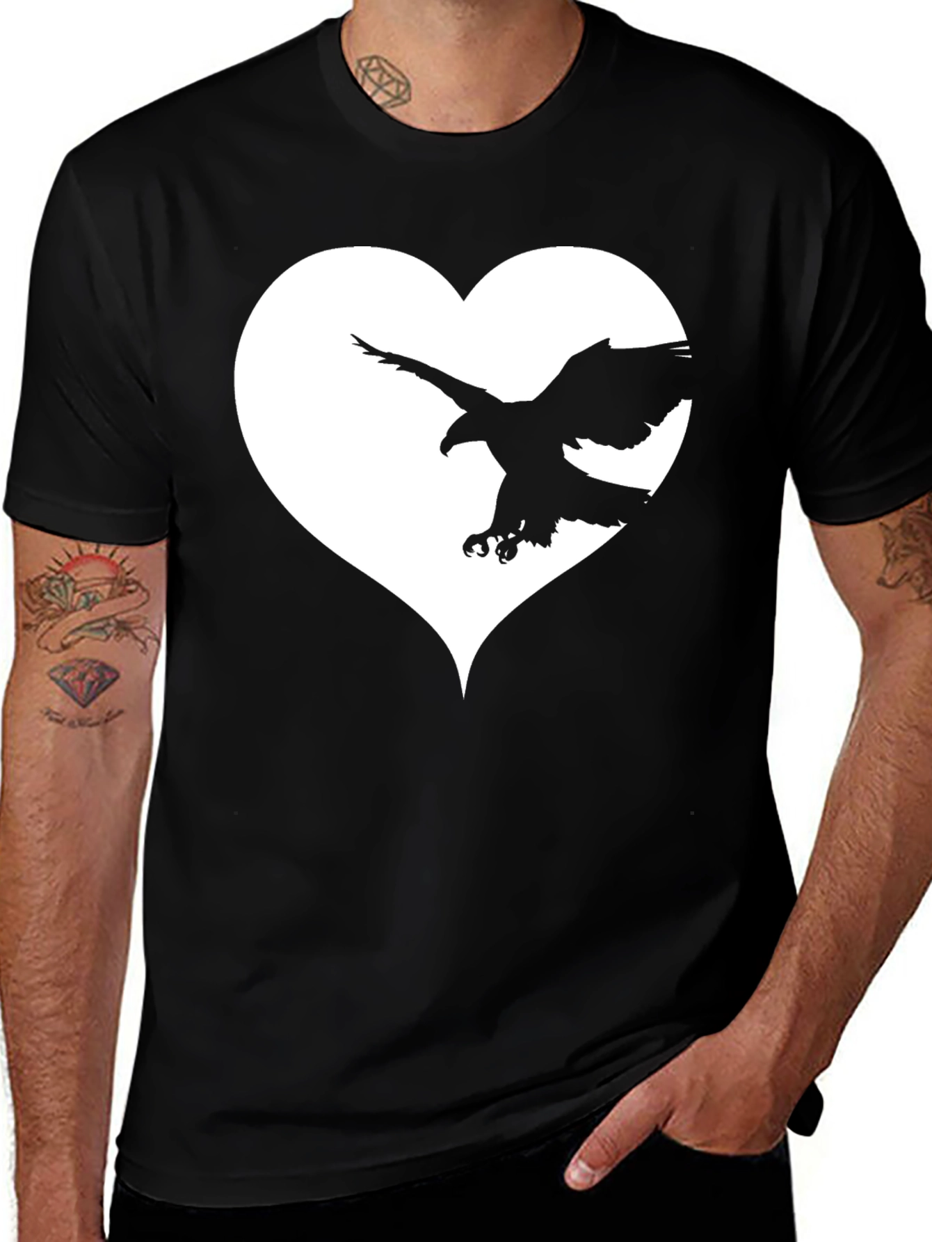 Eagle Heart Graphic Tee - Black