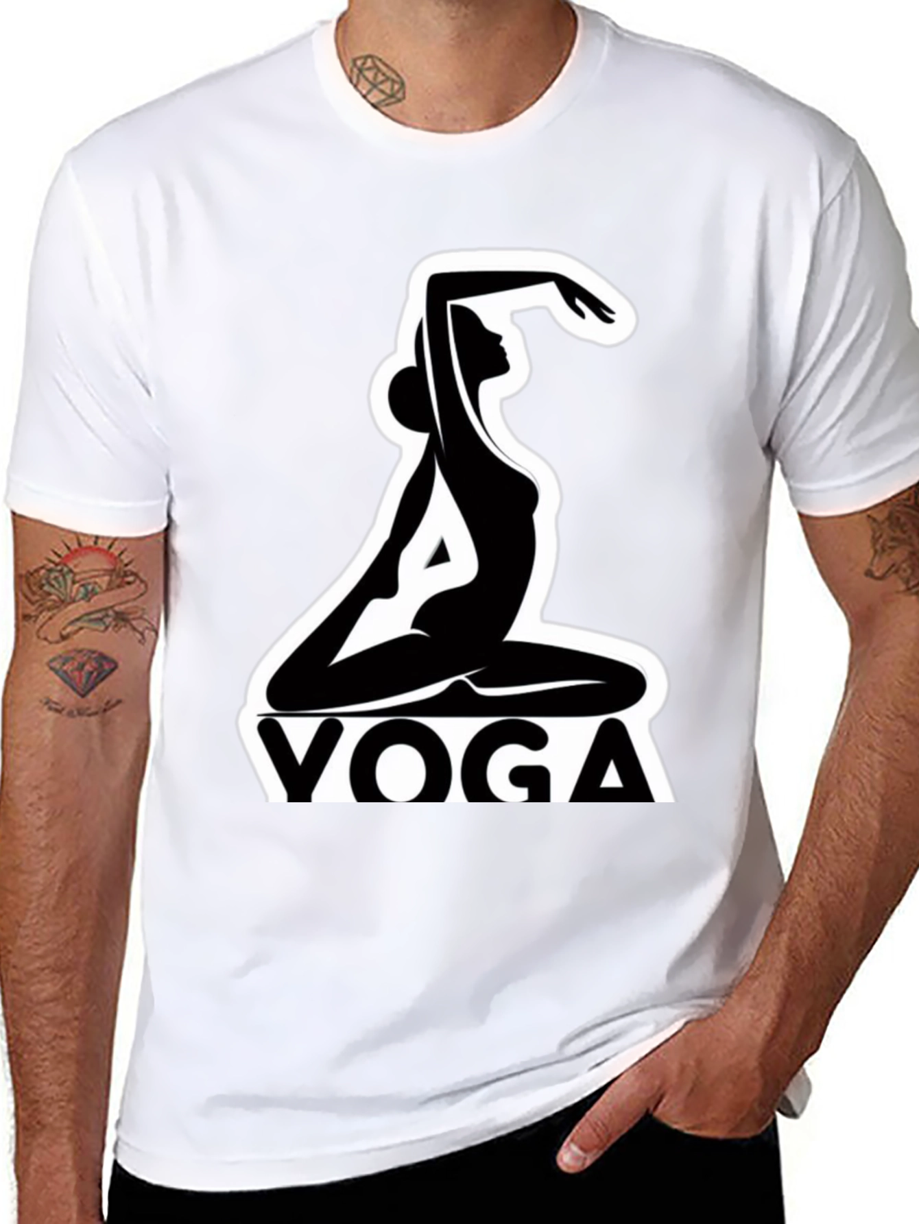Yoga Silhouette Graphic Tee - Black Cotton Blend