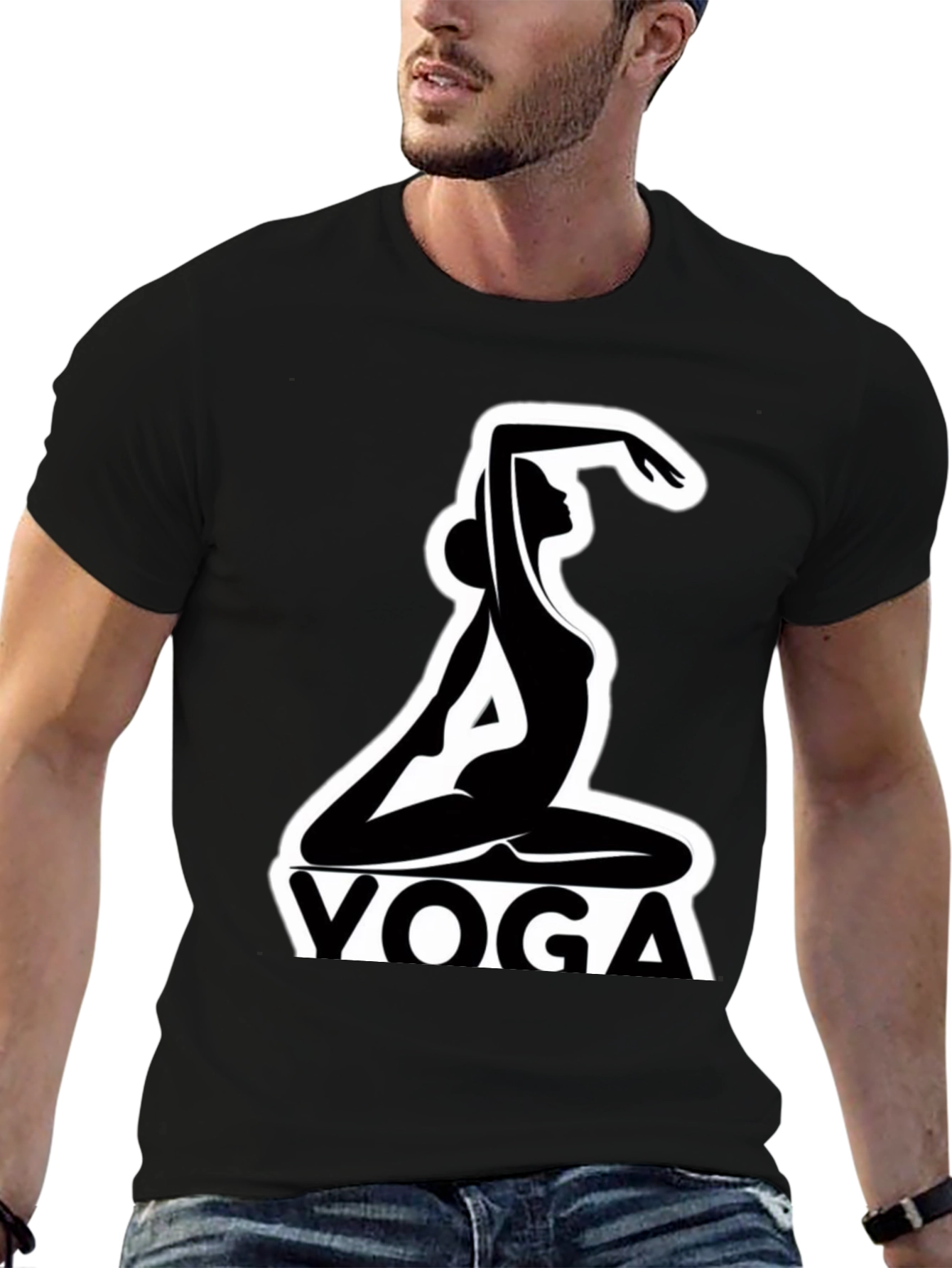 Yoga Silhouette Graphic Tee - Black Cotton Blend