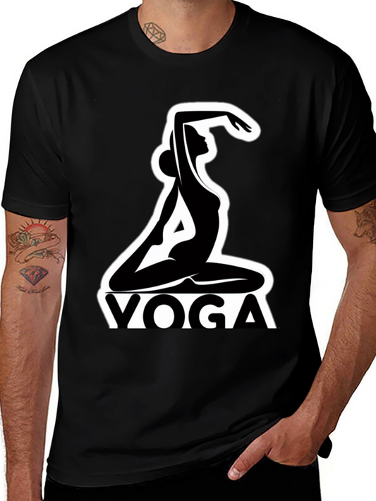 Yoga Silhouette Graphic Tee - Black Cotton Blend