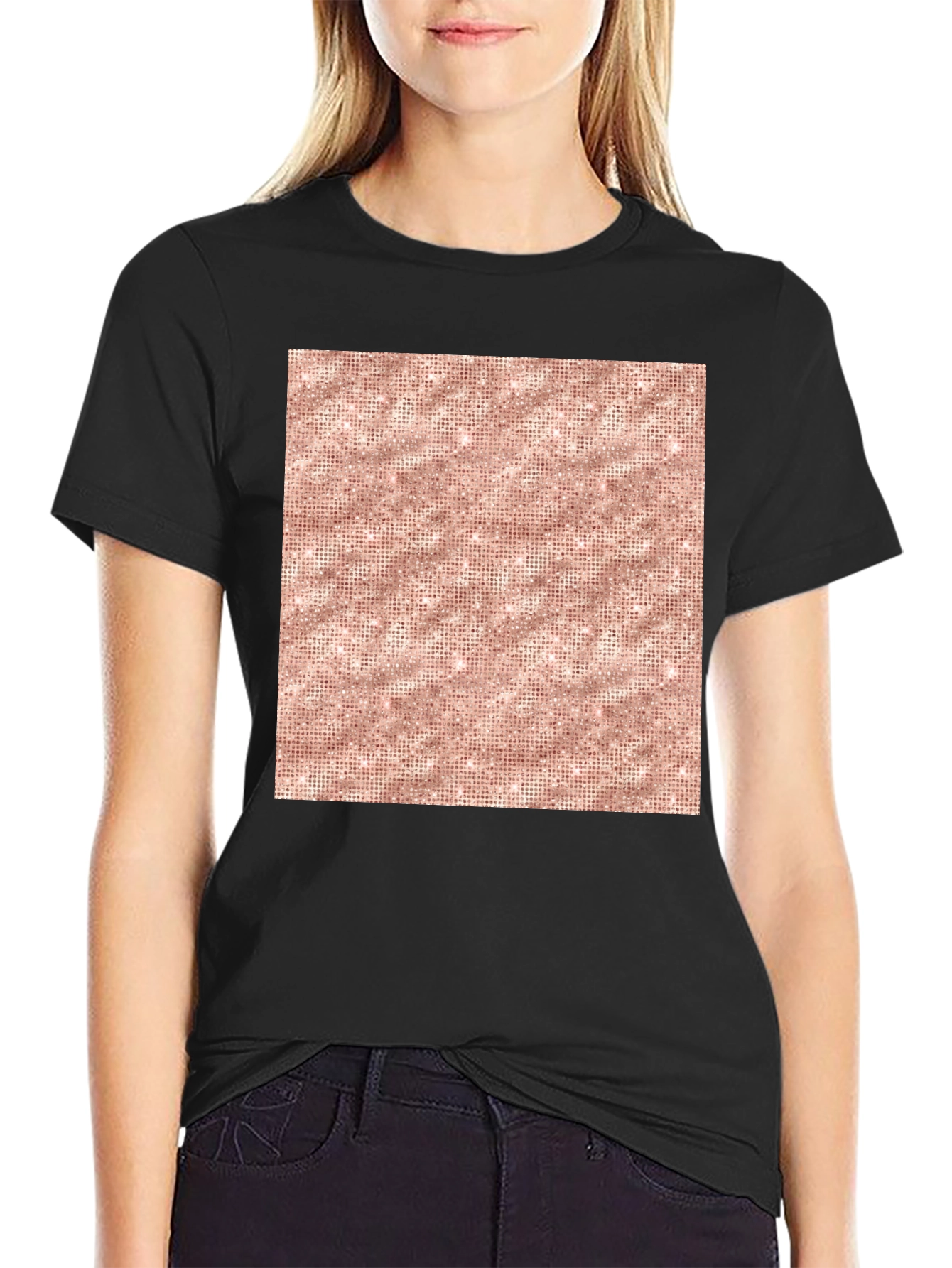 Stylish Black Tee with Geometric Print