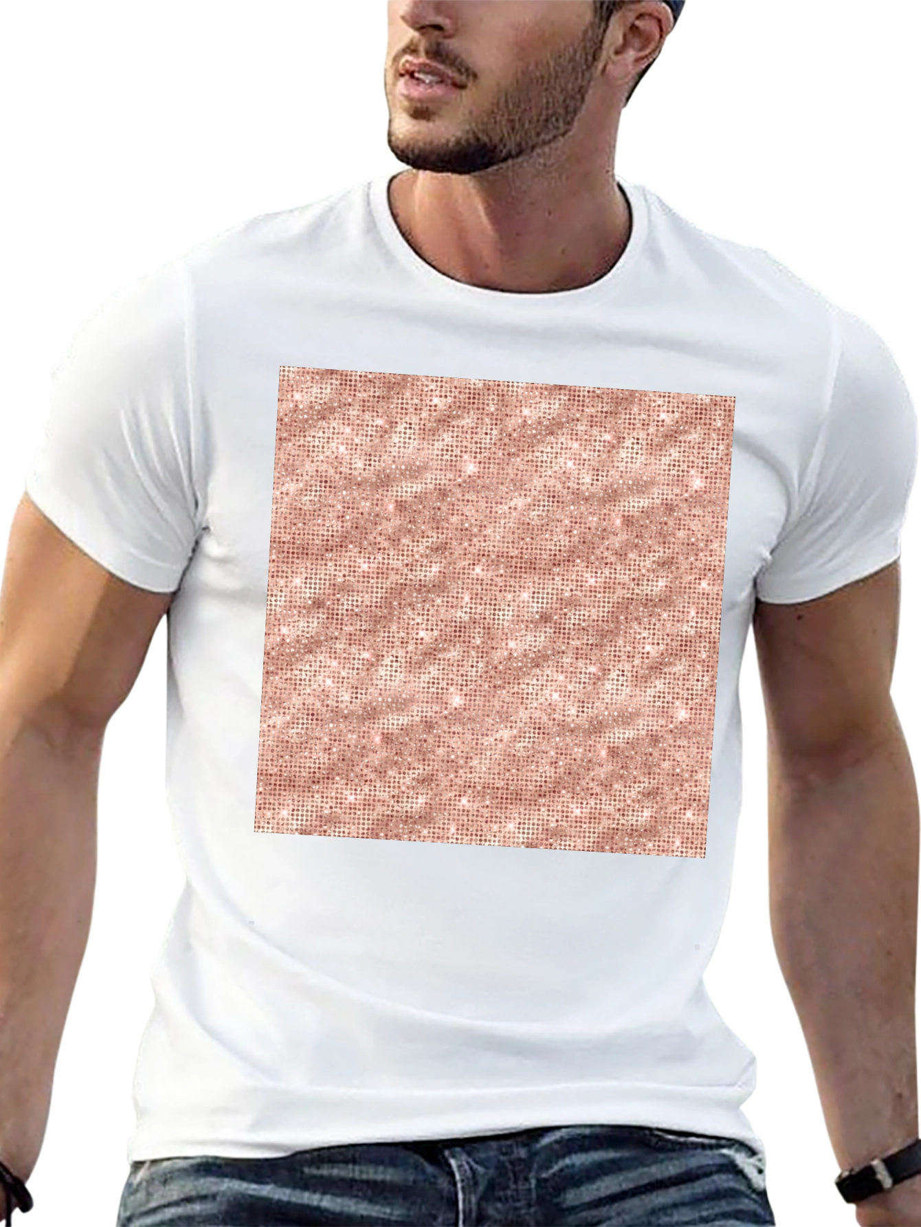 Stylish Black Tee with Geometric Print