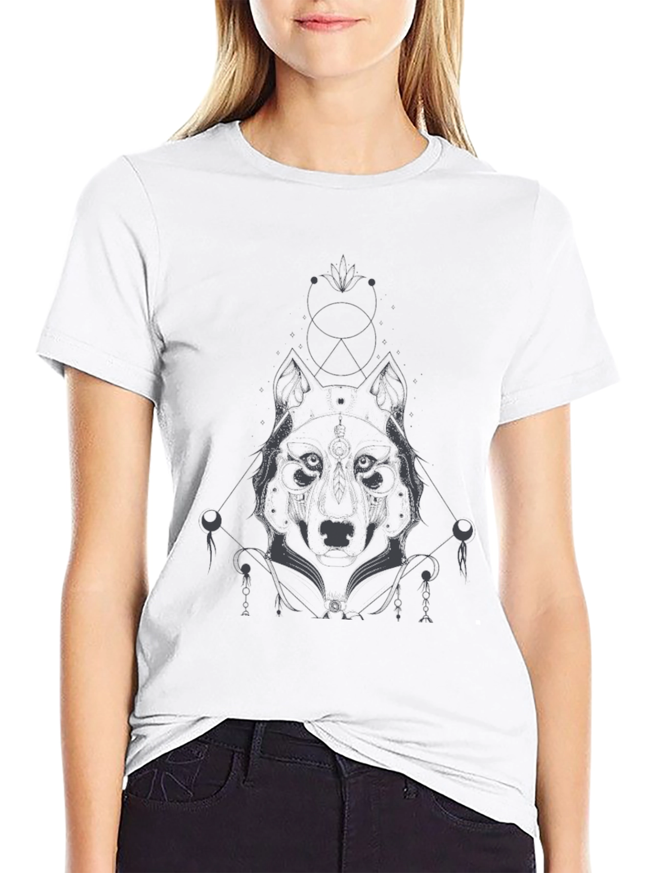 Mens Black Wolf Graphic Tee - Modern & Stylish