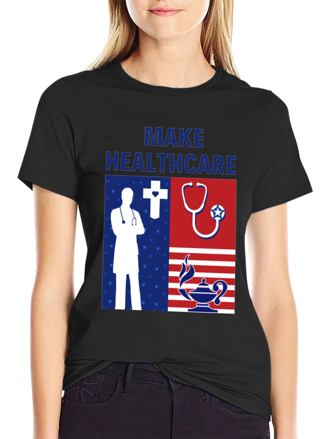 Make Healthcare T-Shirt - Patriotic Graphic Tee
