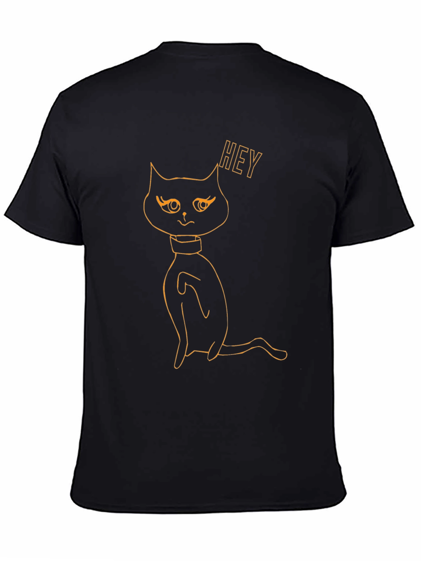 Hey Cat Graphic Tee - Black Cotton Comfort