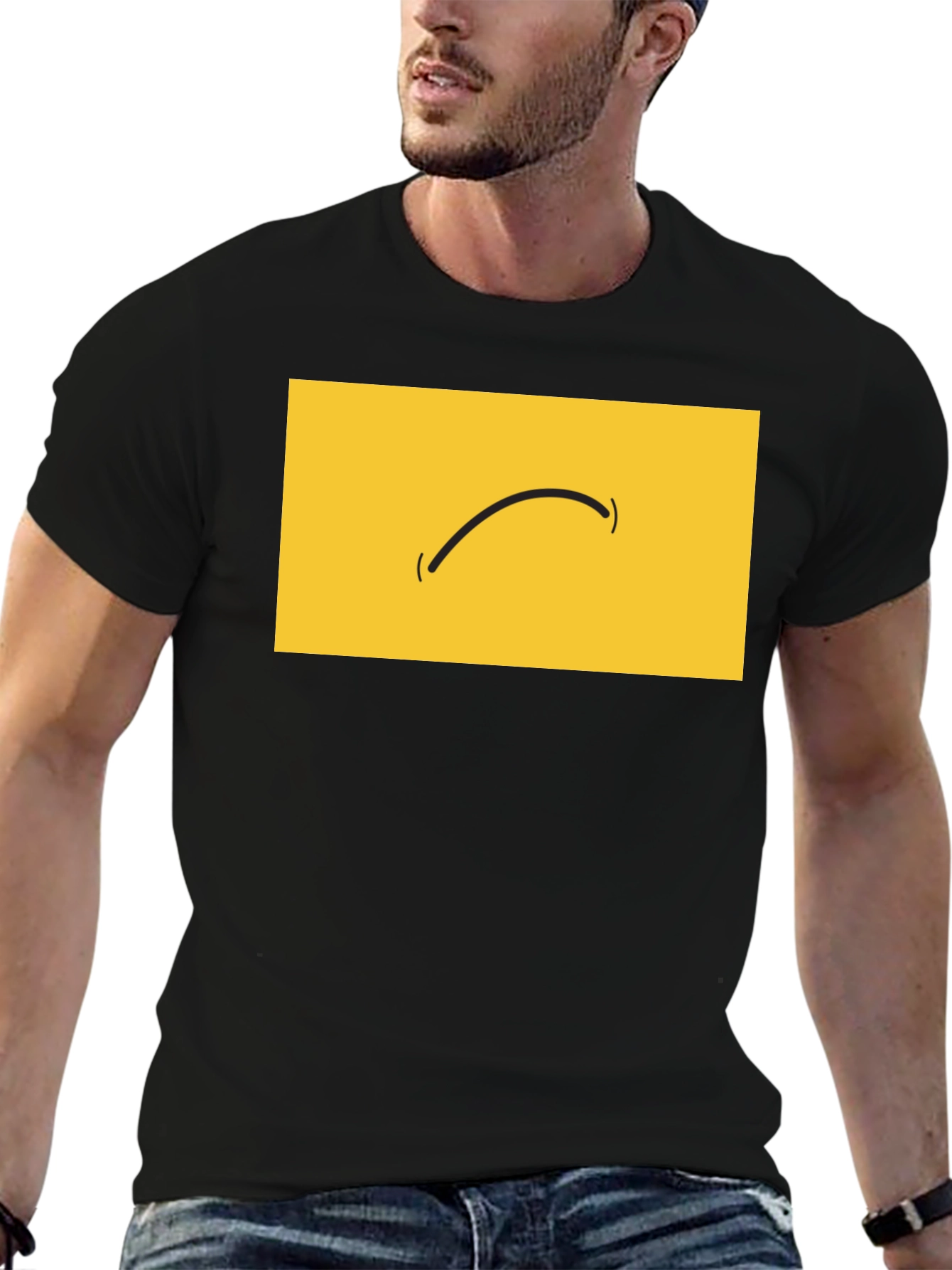 Minimalist Smiley Face Graphic Black T-Shirt