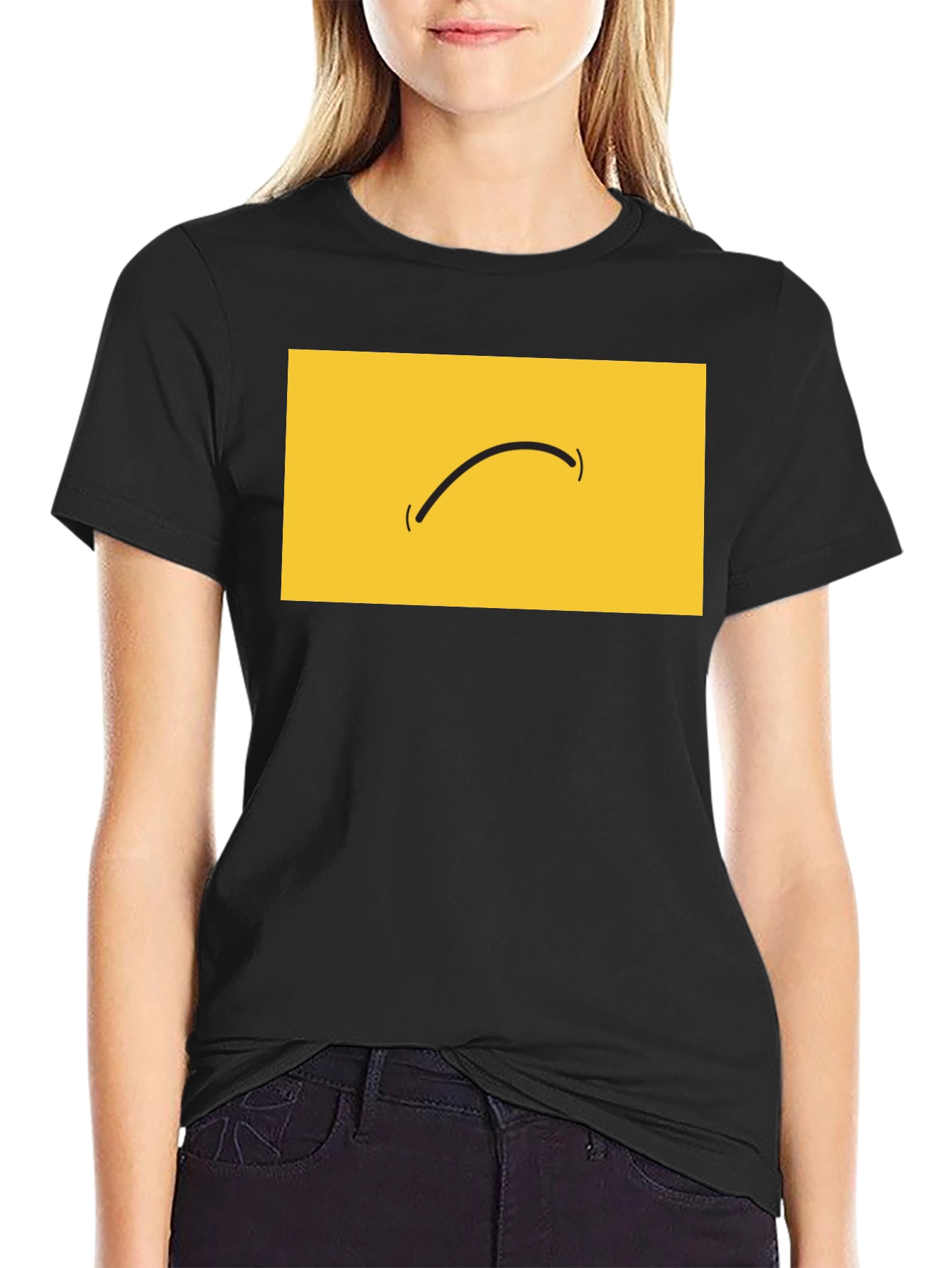 Minimalist Smiley Face Graphic Black T-Shirt