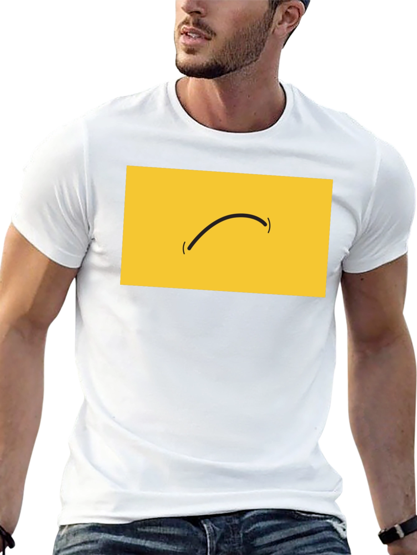 Minimalist Smiley Face Graphic Black T-Shirt