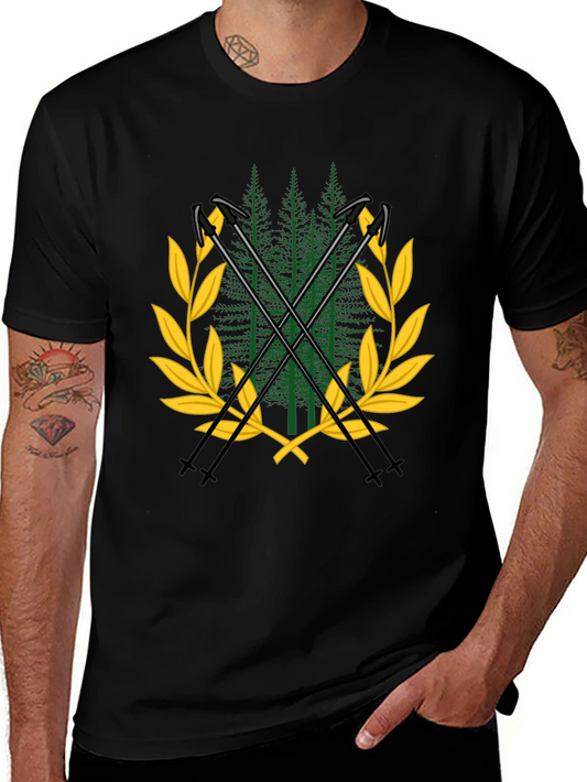 Ski Poles & Forest T-Shirt - Adventure Ready